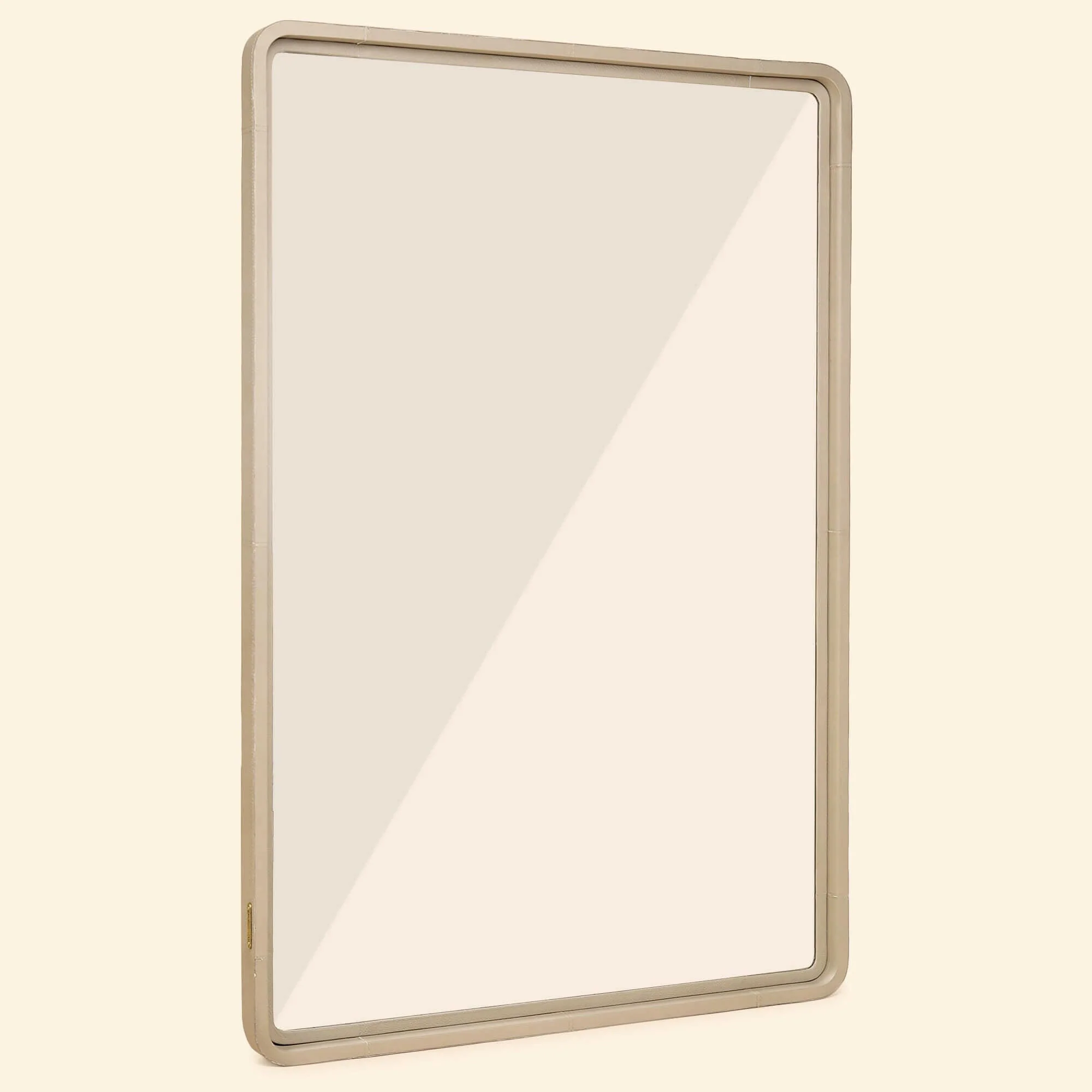 Leather Mirror in Taupe Colour - Image 2