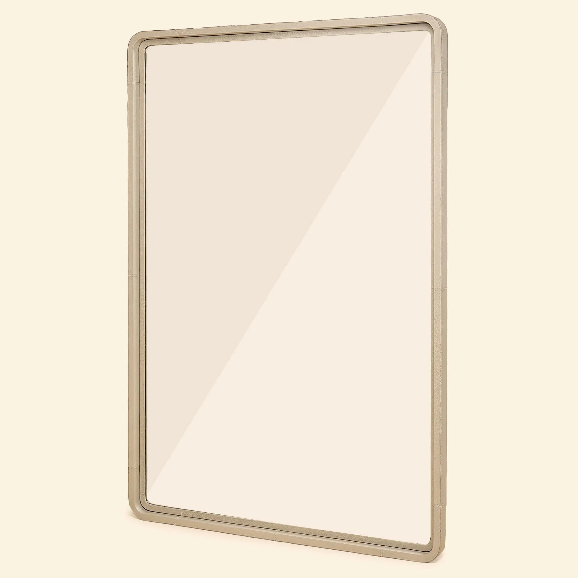 Leather Mirror in Taupe Colour - Image 3
