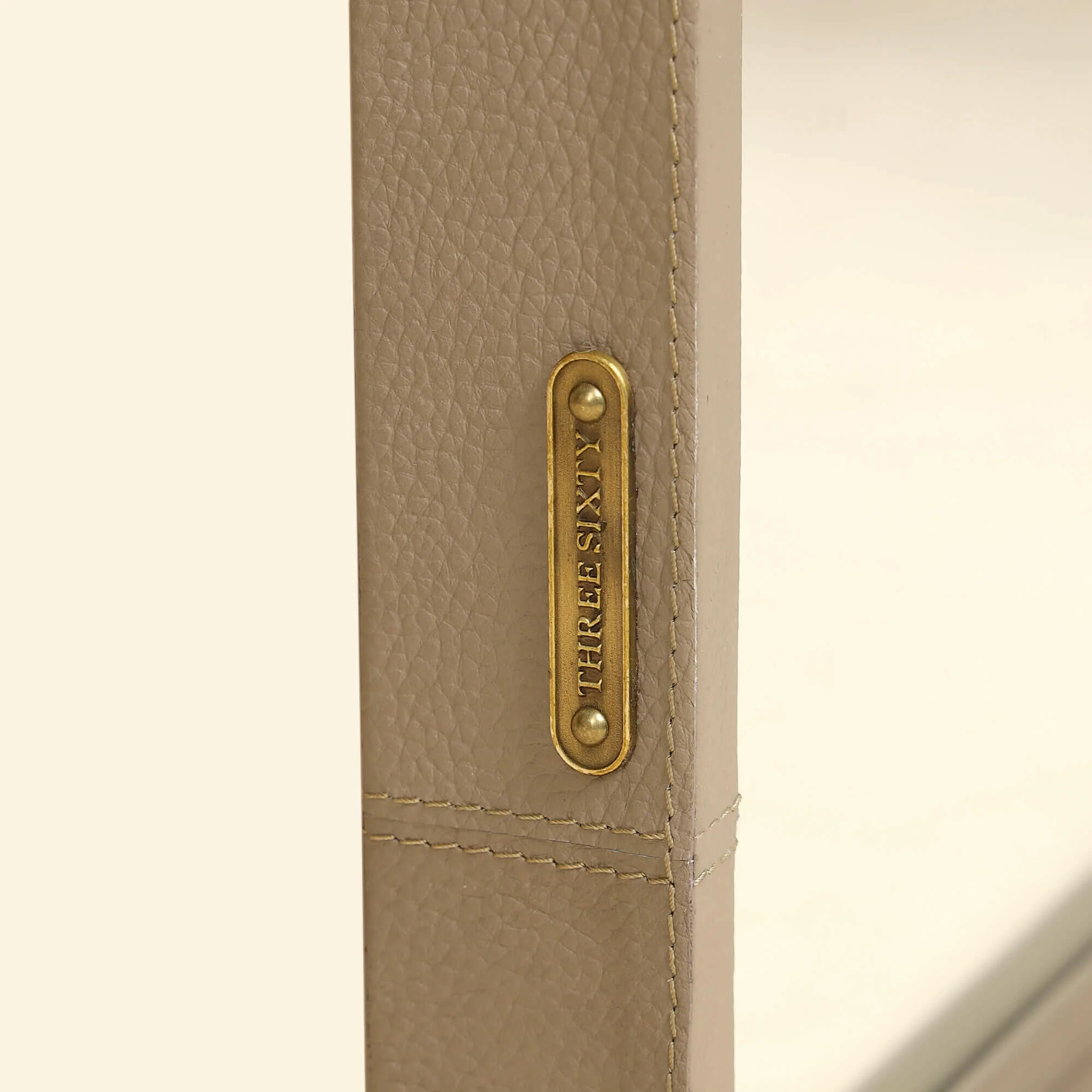 Leather Mirror in Taupe Colour - Image 5