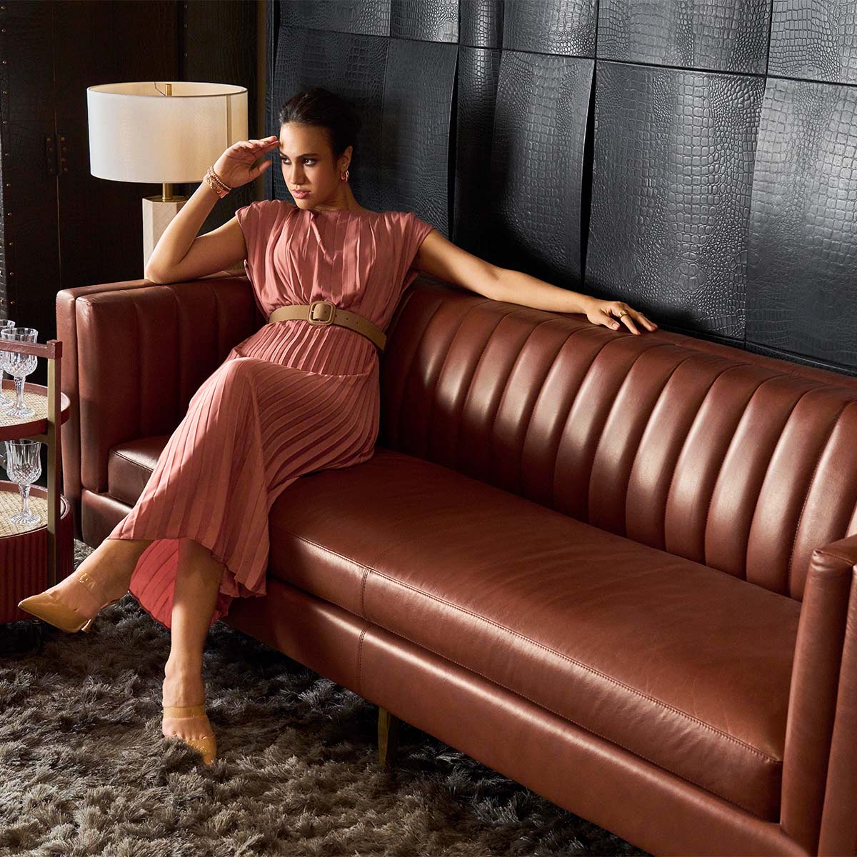Linea Three Seater Sofa Cognac - Image 2