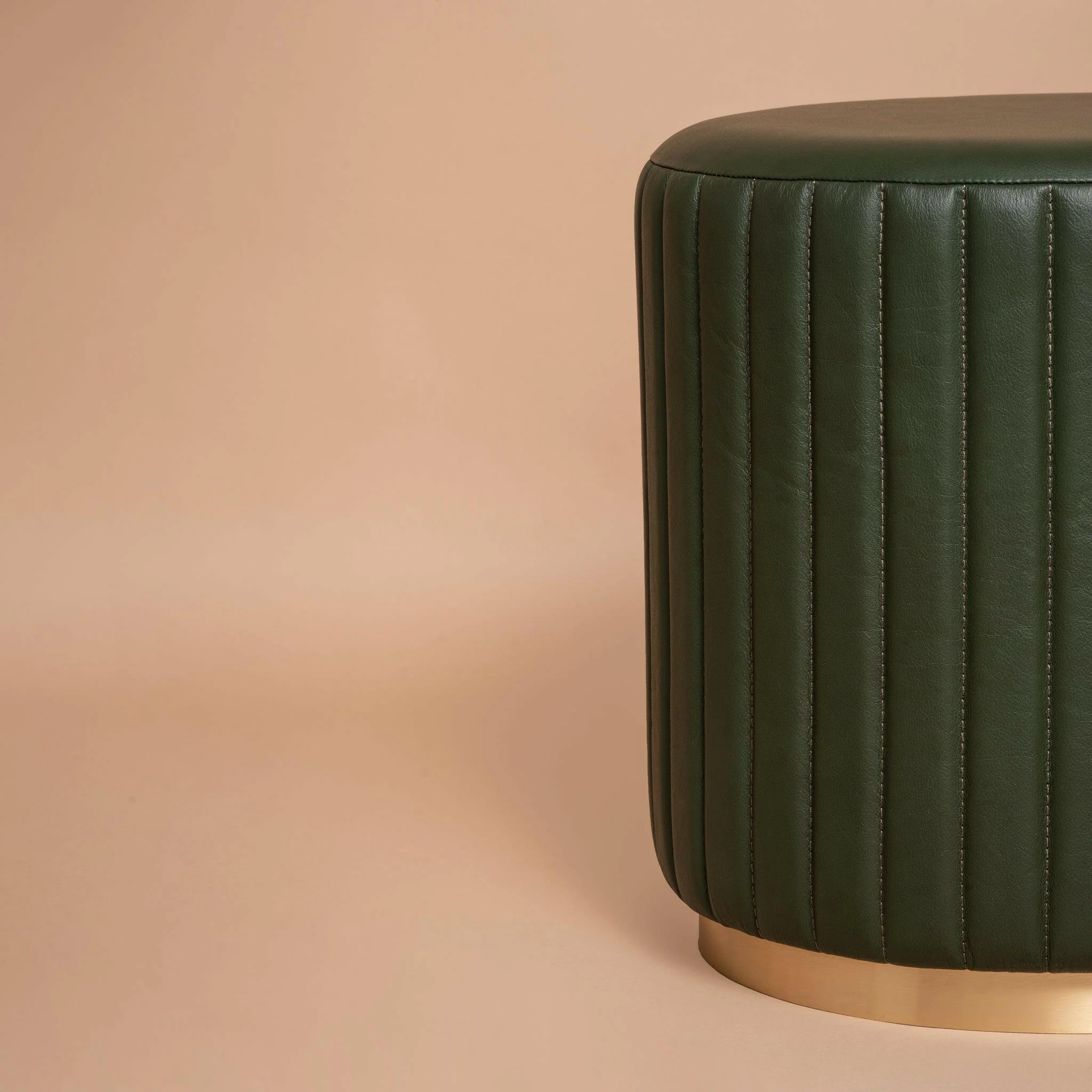 Linear Round Ottoman Olive Green - Image 2