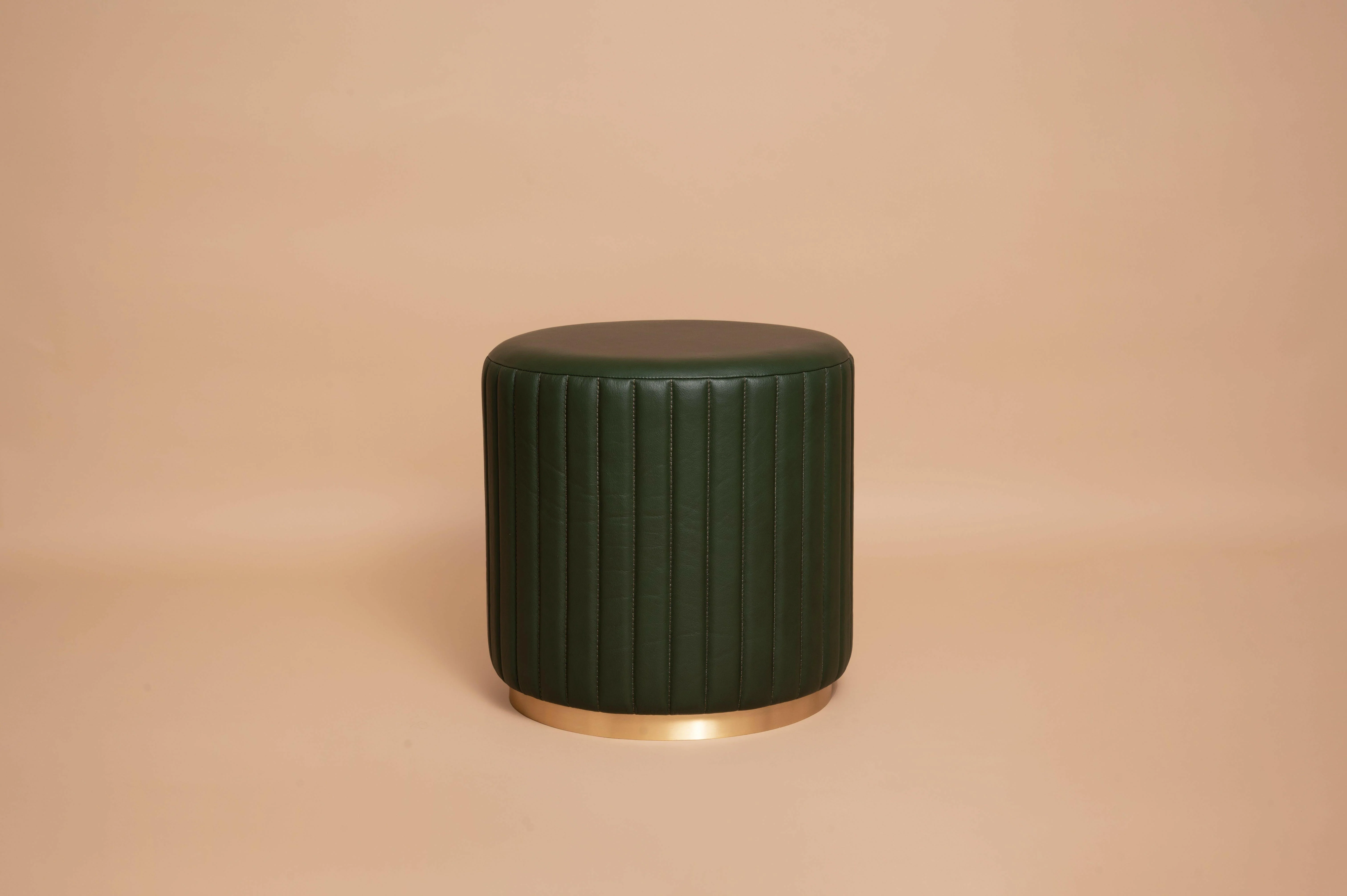 Linear Round Ottoman Olive Green - Image 3