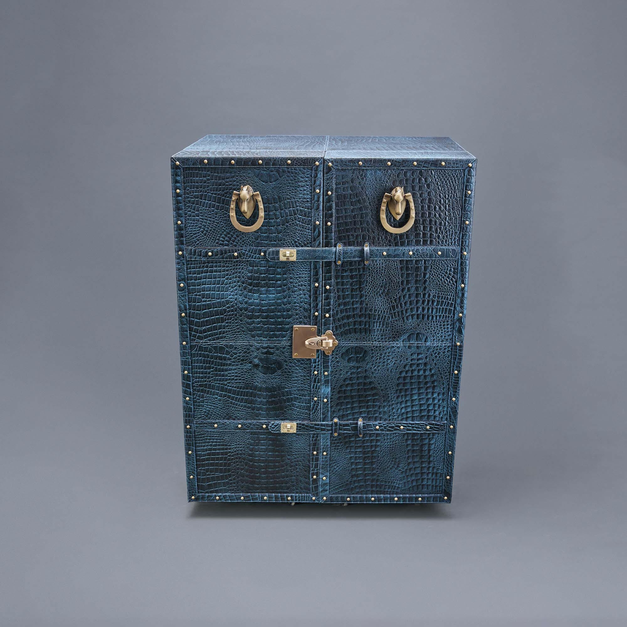 Mandalay Croco Top Open Leather Bar Blue - Image 2