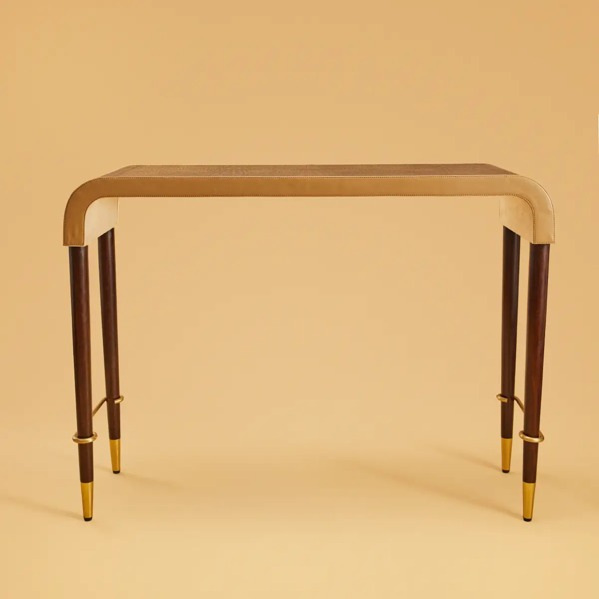 Mid-Century-Genuine Leather Side Console - Image 2