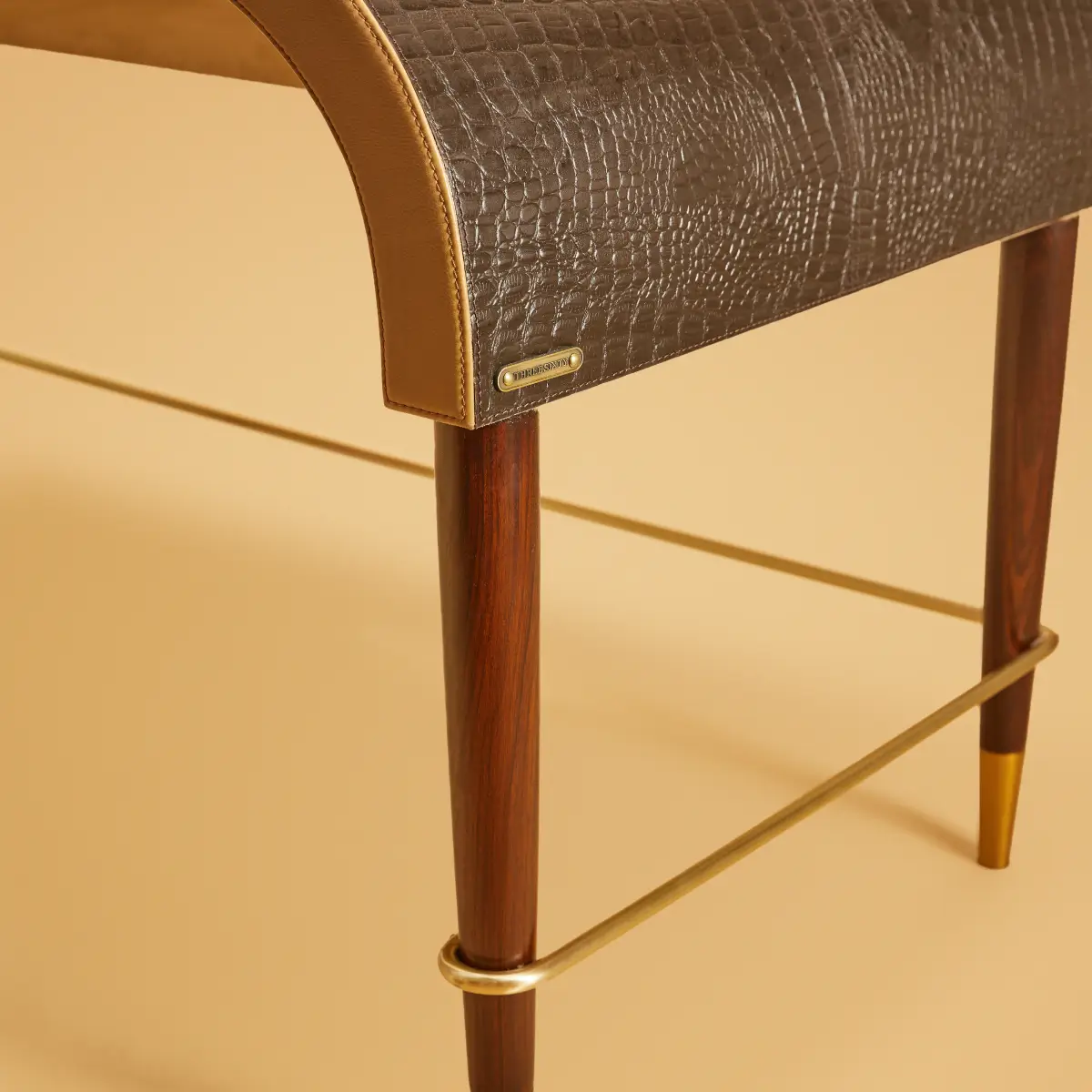 Mid-Century-Genuine Leather Study Desk-Brown - Image 3