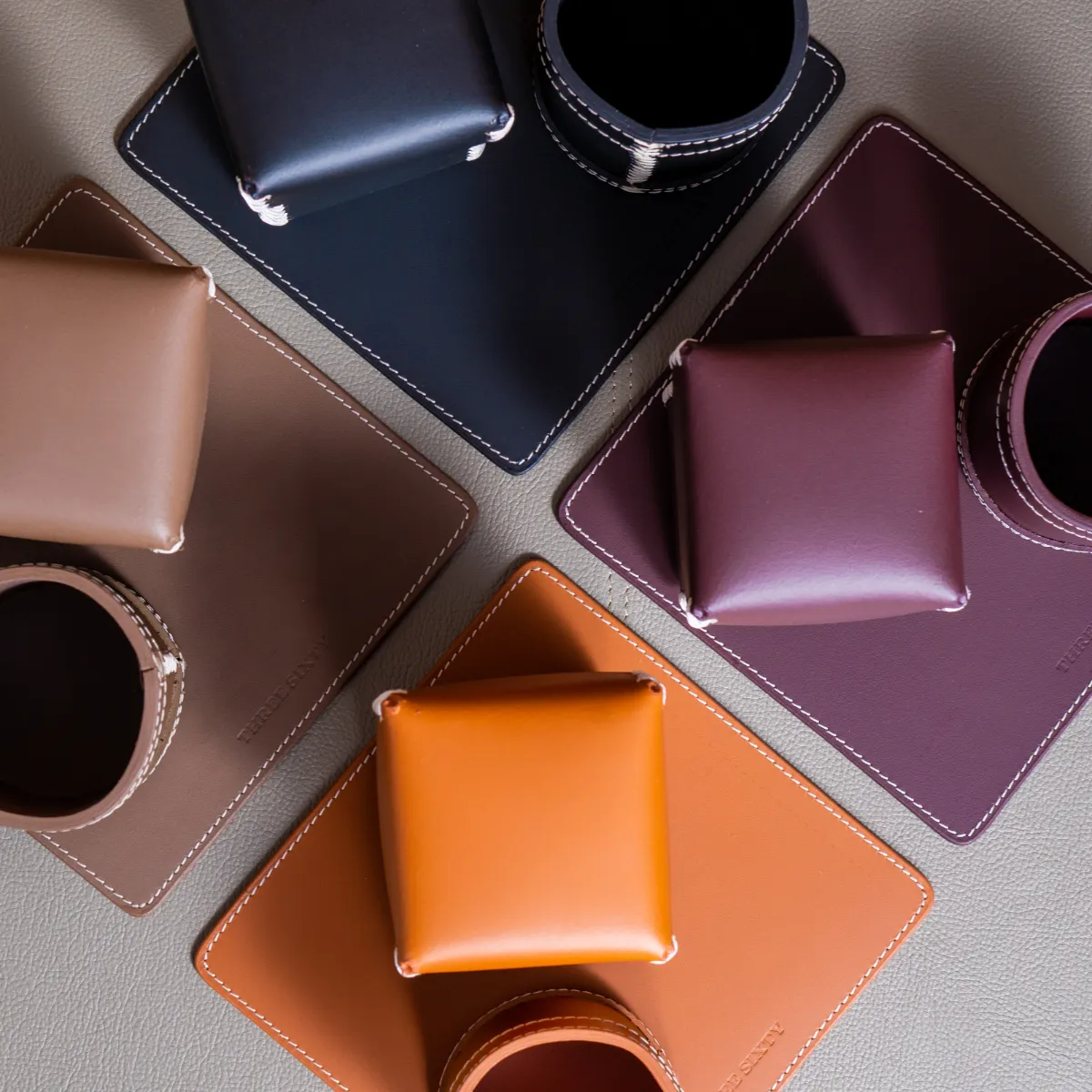 Modella Mousepad, Storage Box And Pen Holder Cognac - Image 3