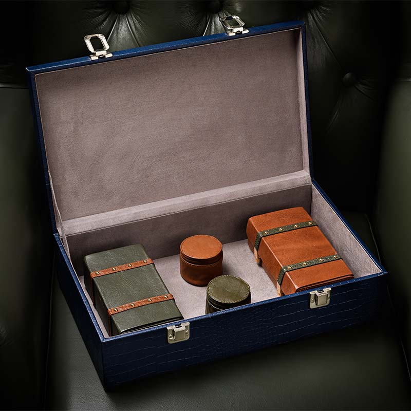 Multipurpose Storage Box Faux Leather Blue - Image 2