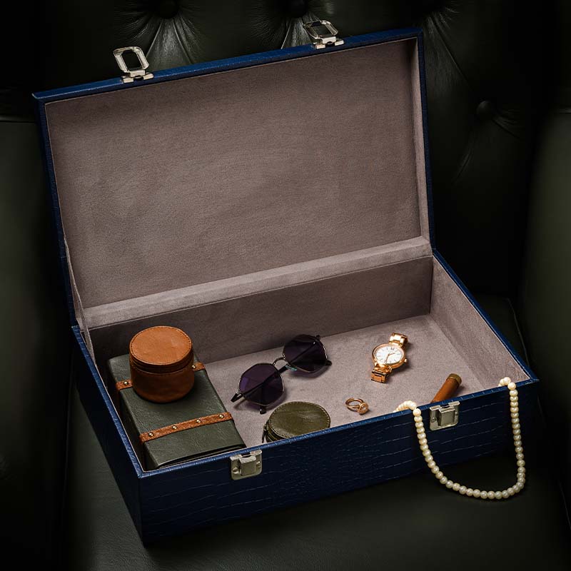 Multipurpose Storage Box Faux Leather Blue - Image 7