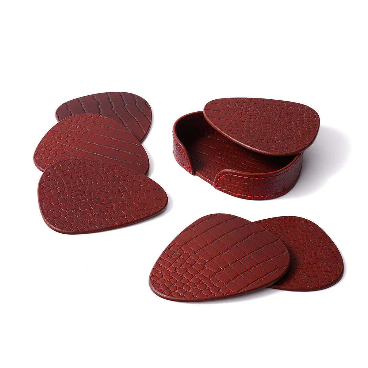 Sterling Coasters Set Abstract Shape Maroon - Image 4