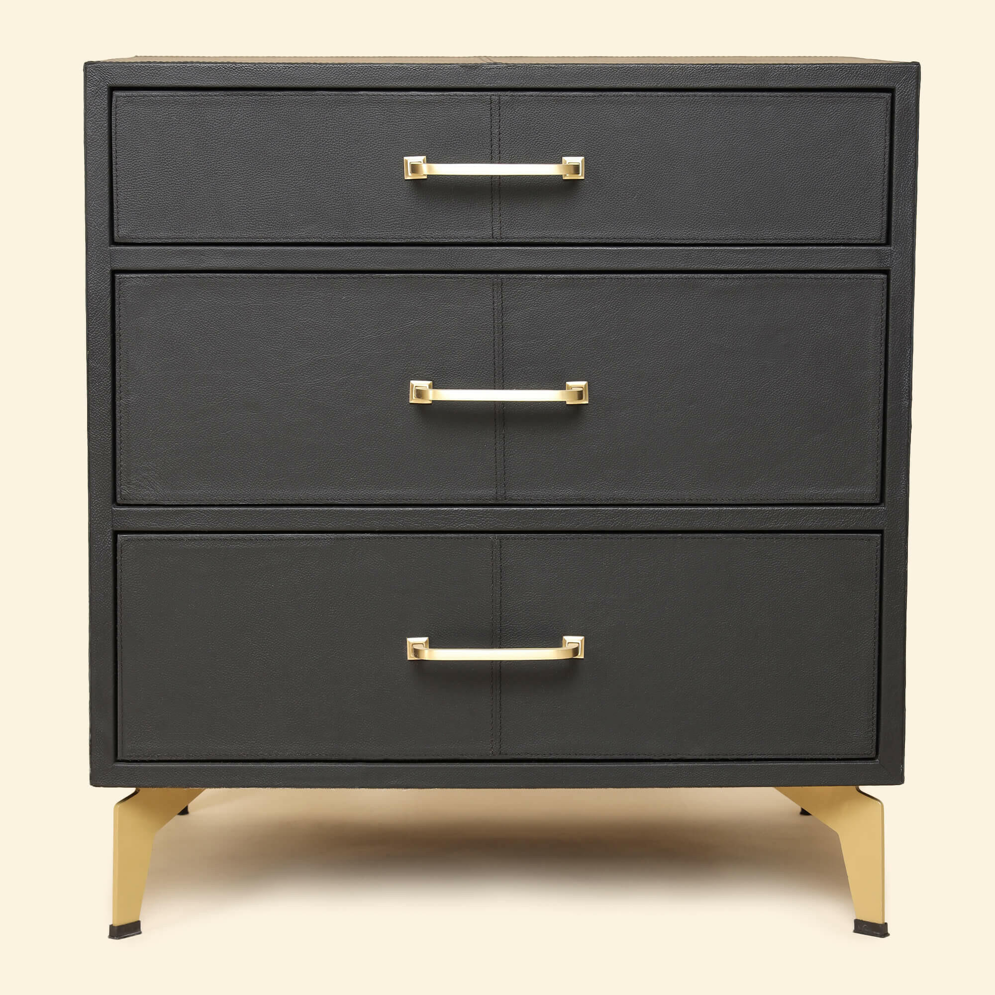 Nightstand with Three Drawers Black - Image 4