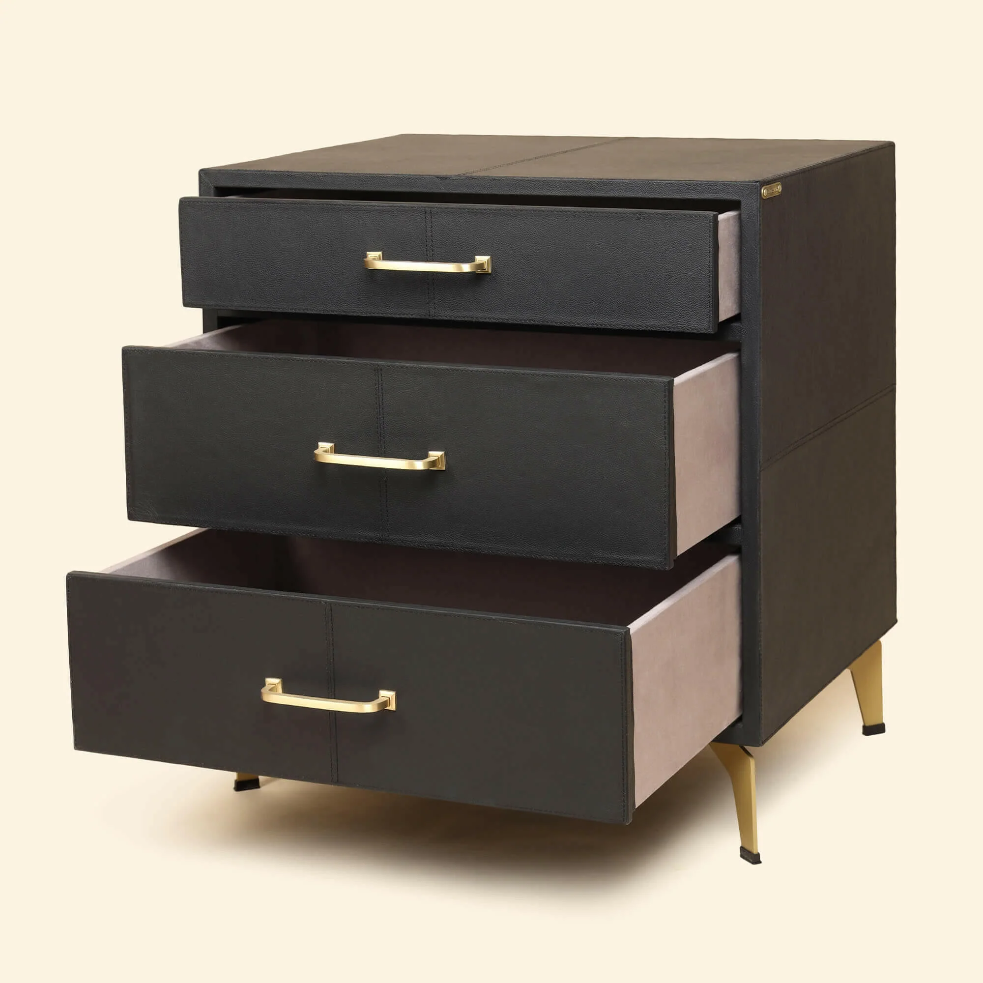 Nightstand with Three Drawers Black - Image 6