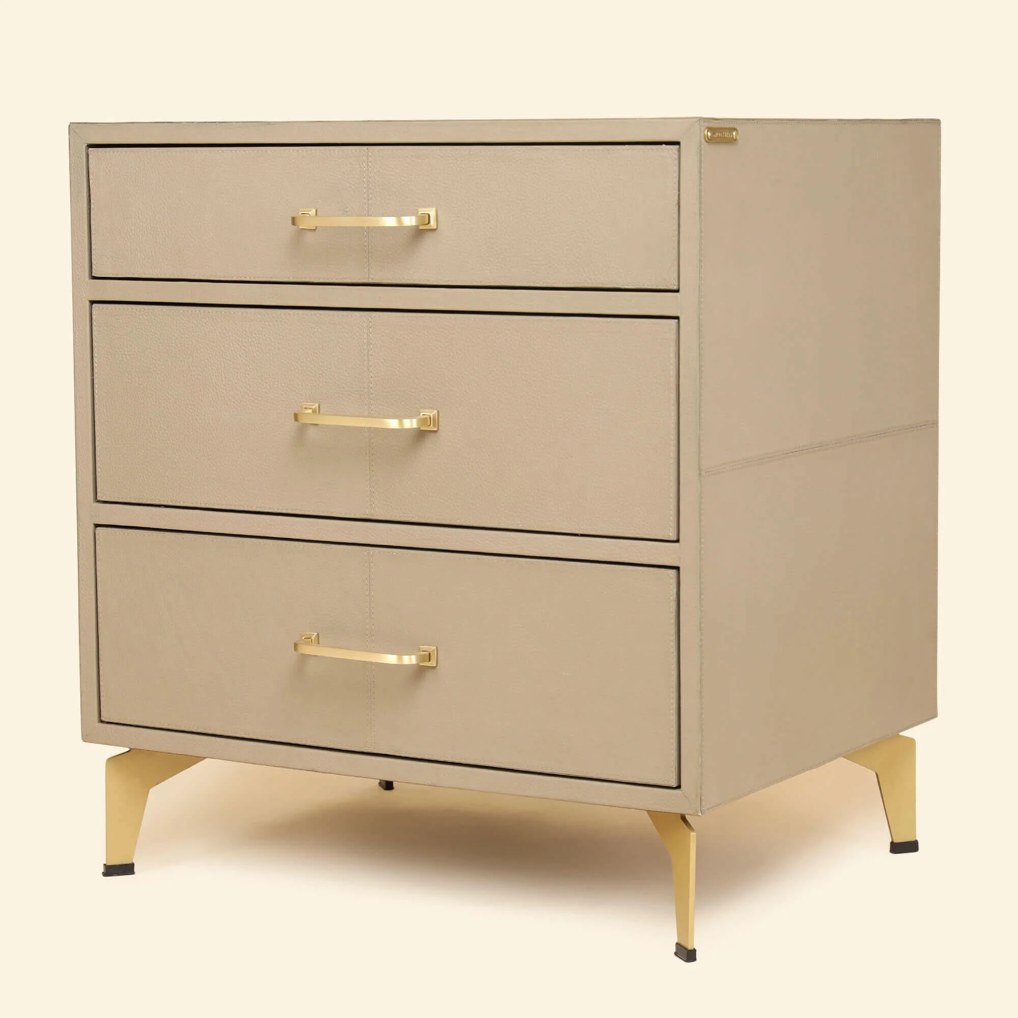 Nightstand with Three Drawers Taupe - Image 2