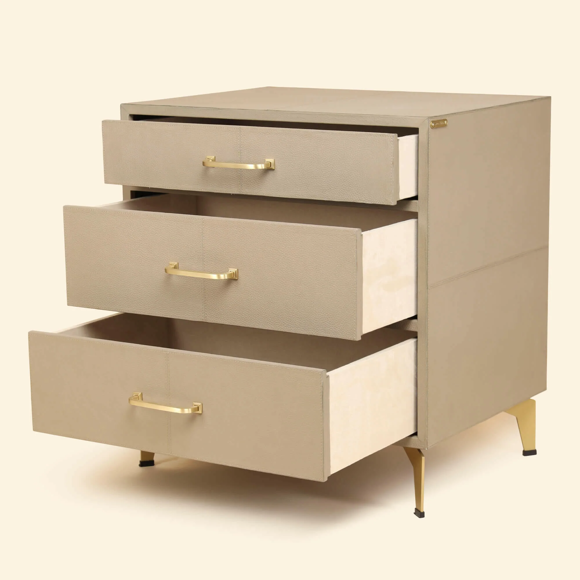 Nightstand with Three Drawers Taupe - Image 3