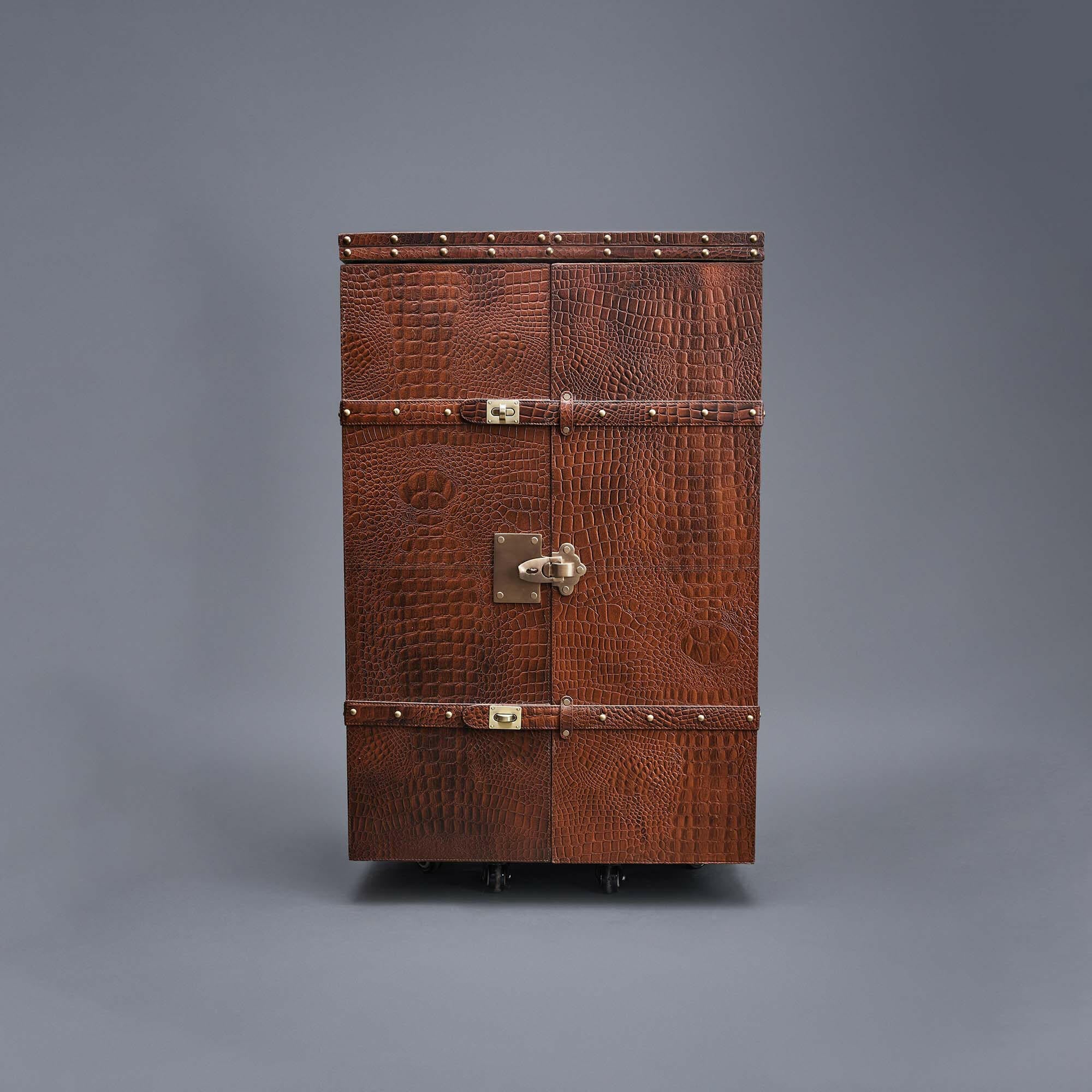Panama Croco Medium Flap Open Bar Tan - Image 4