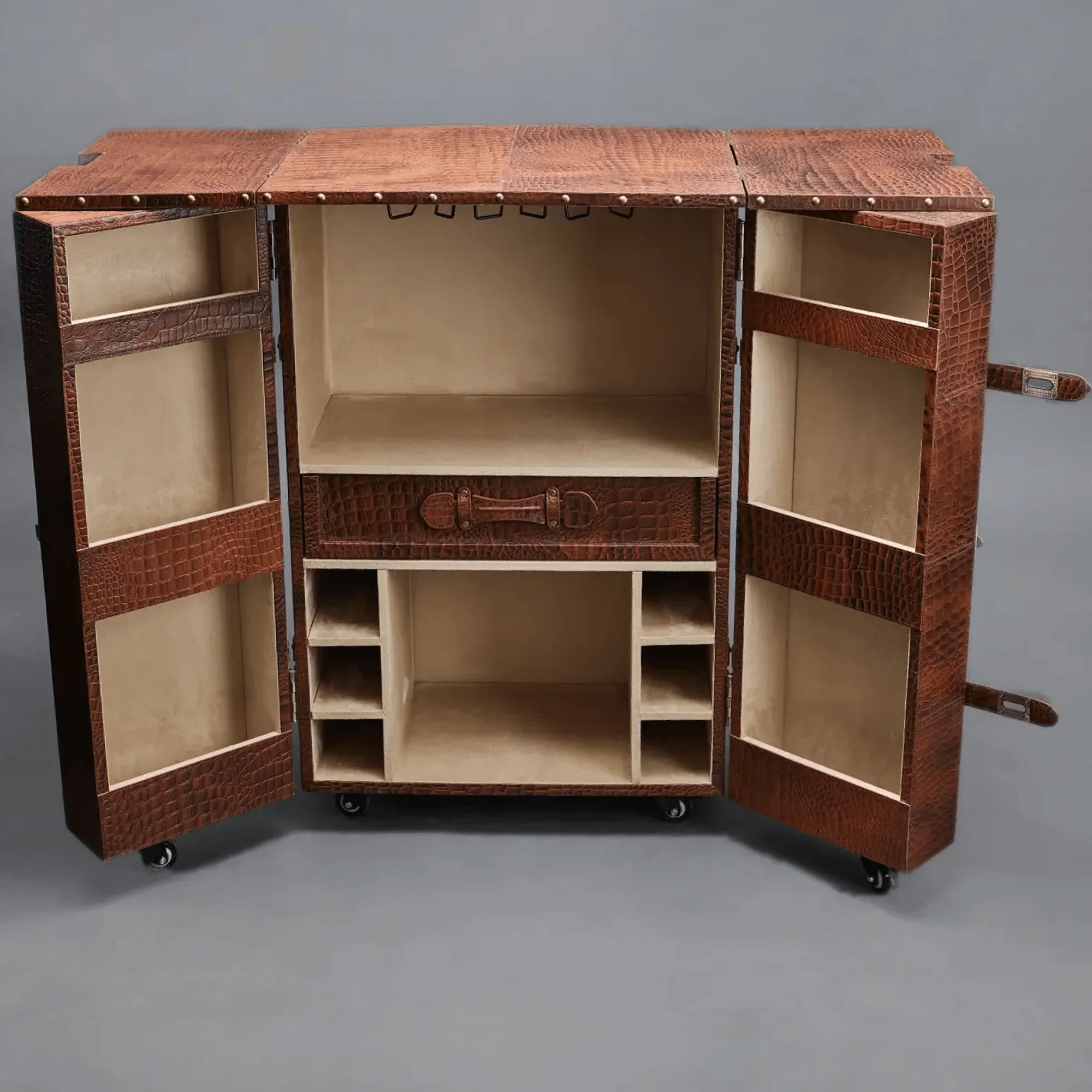 Panama Croco Medium Flap Open Bar Tan - Image 5