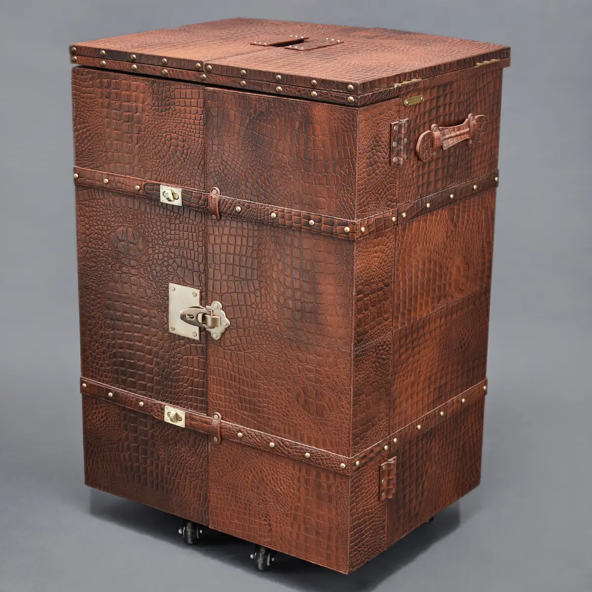 Panama Croco Medium Flap Open Bar Tan - Image 6