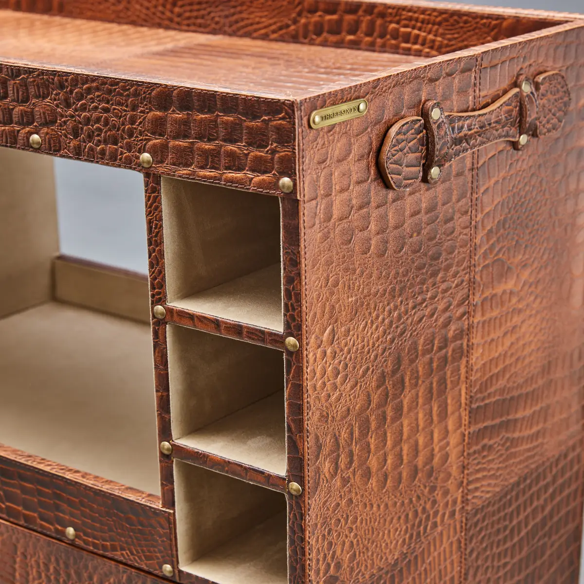 Panama Croco Medium Flap Open Bar Tan - Image 7