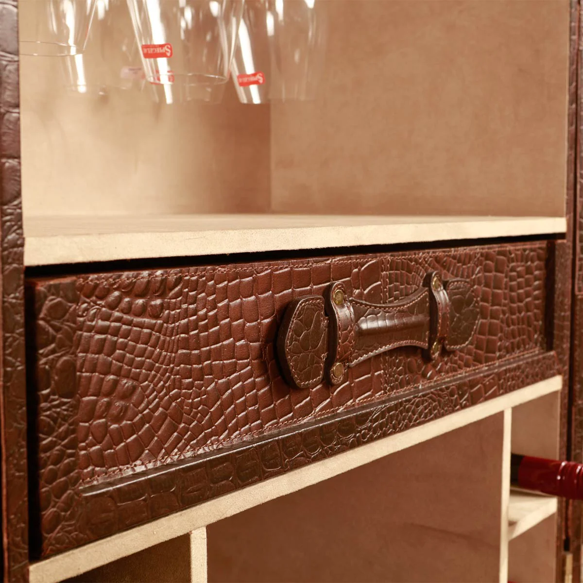 Panama Croco Medium Flap Open Bar Tan - Image 9