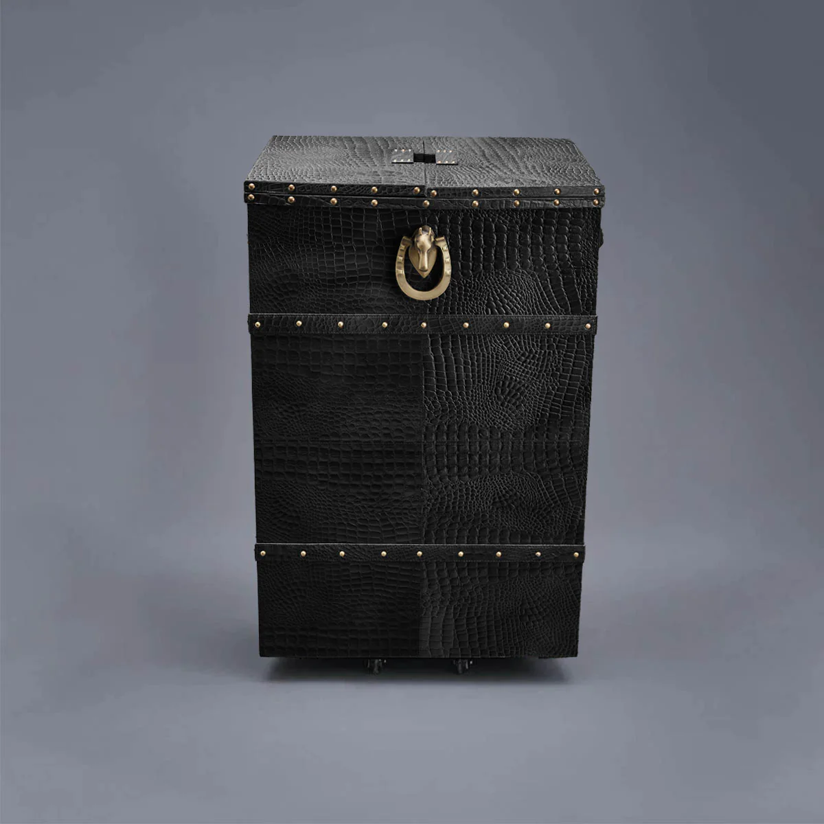 Panama Croco Medium Flap Open Bar Black - Image 4