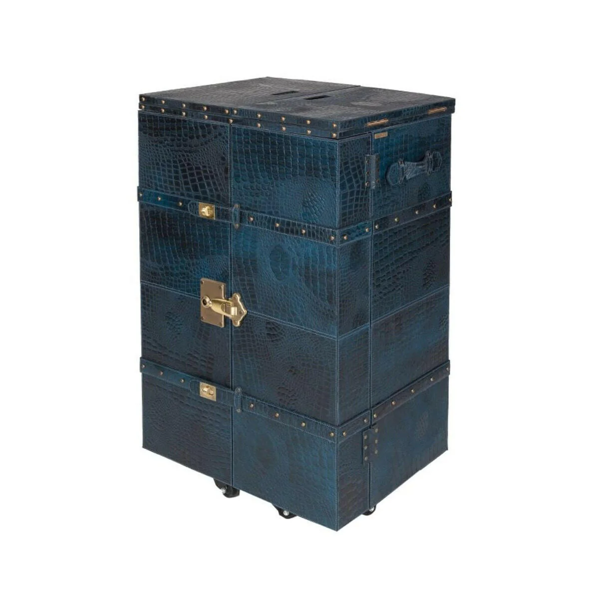 Panama Croco Medium Flap Open Bar Blue - Image 3