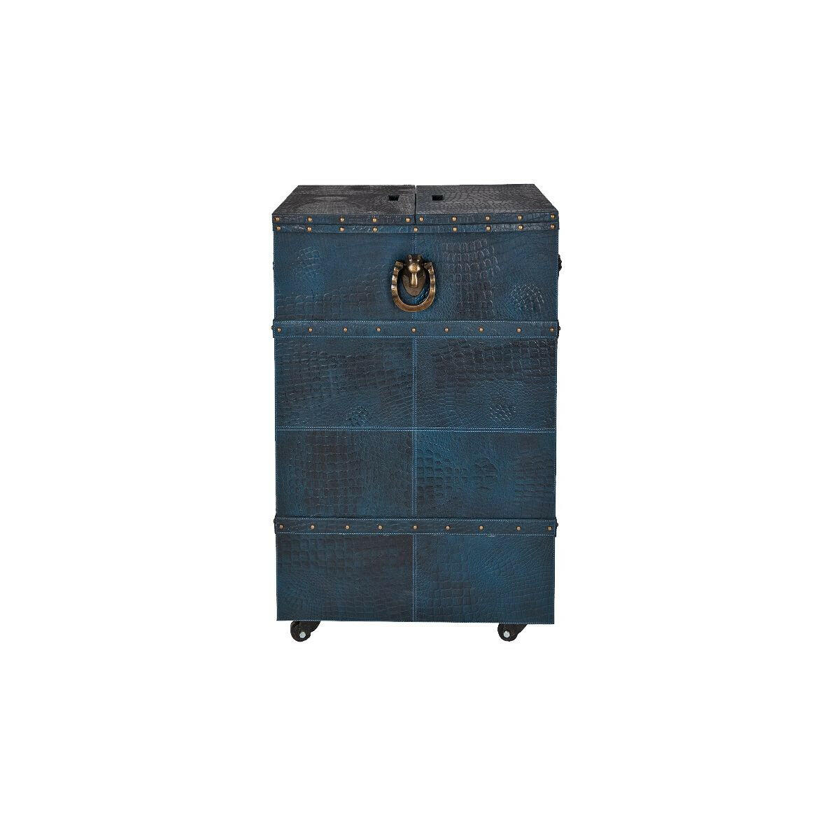 Panama Croco Medium Flap Open Bar Blue - Image 4