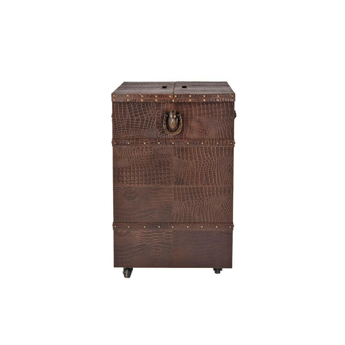 Panama Croco Medium Flap Open Bar Brown - Image 4