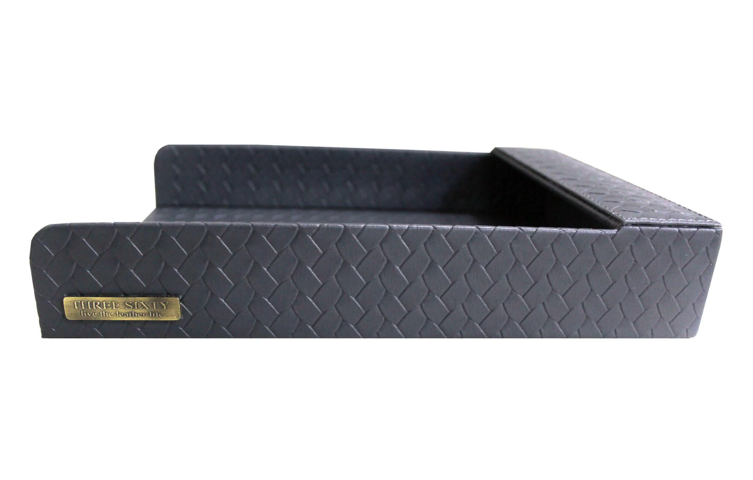Entwine Paper Tray A4 in Faux Leather Grey - Image 4