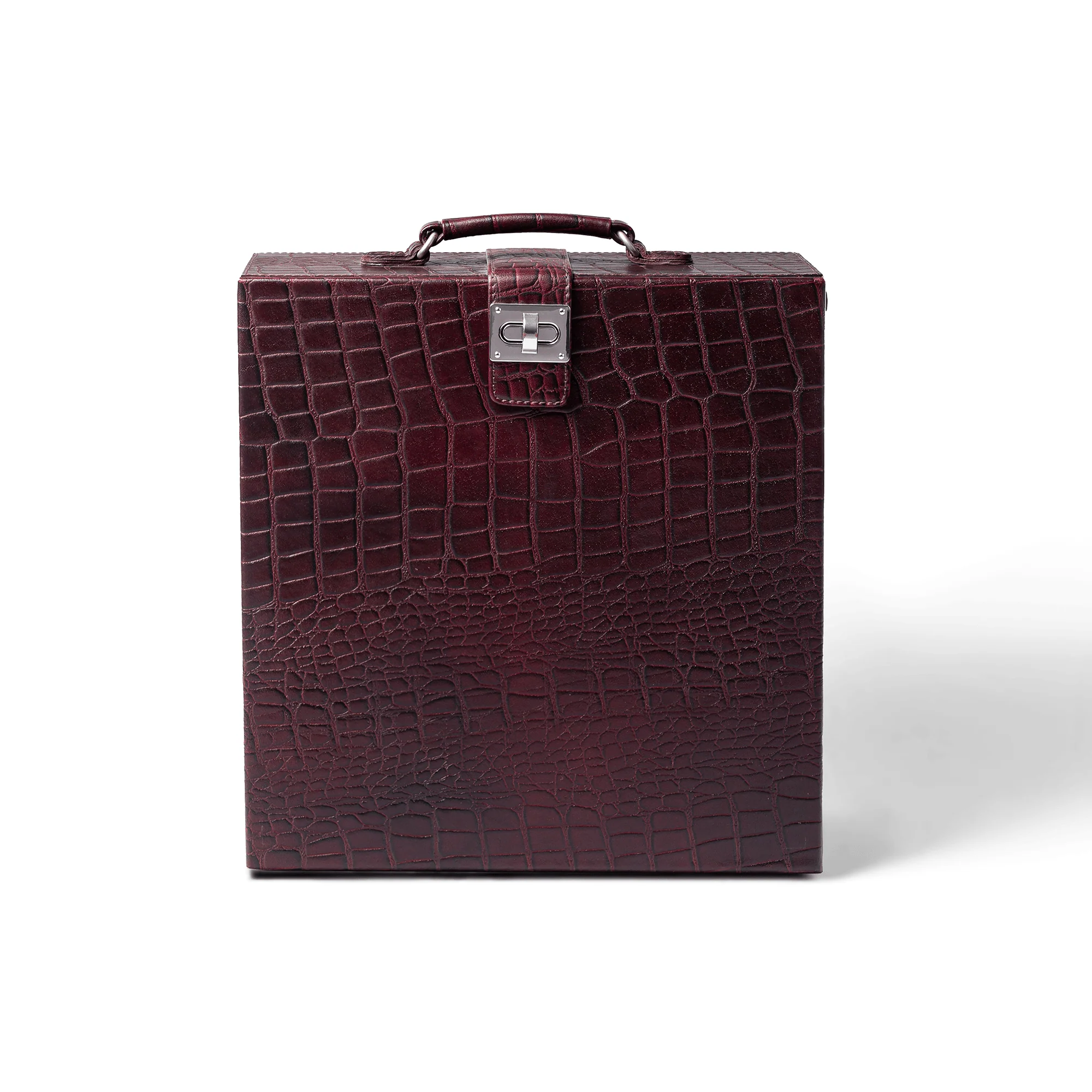 Portable Briefcase Bar Croco Leather Burgundy - Image 2