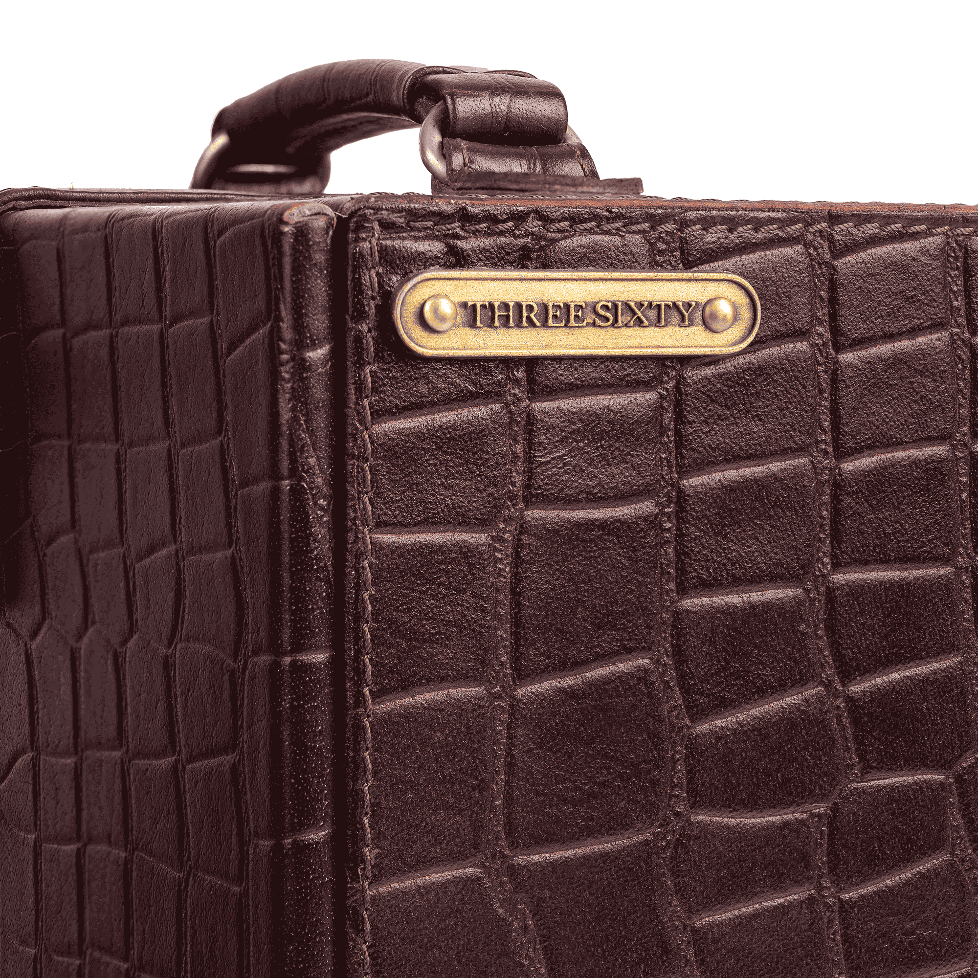 Portable Briefcase Bar Croco Leather Burgundy - Image 3