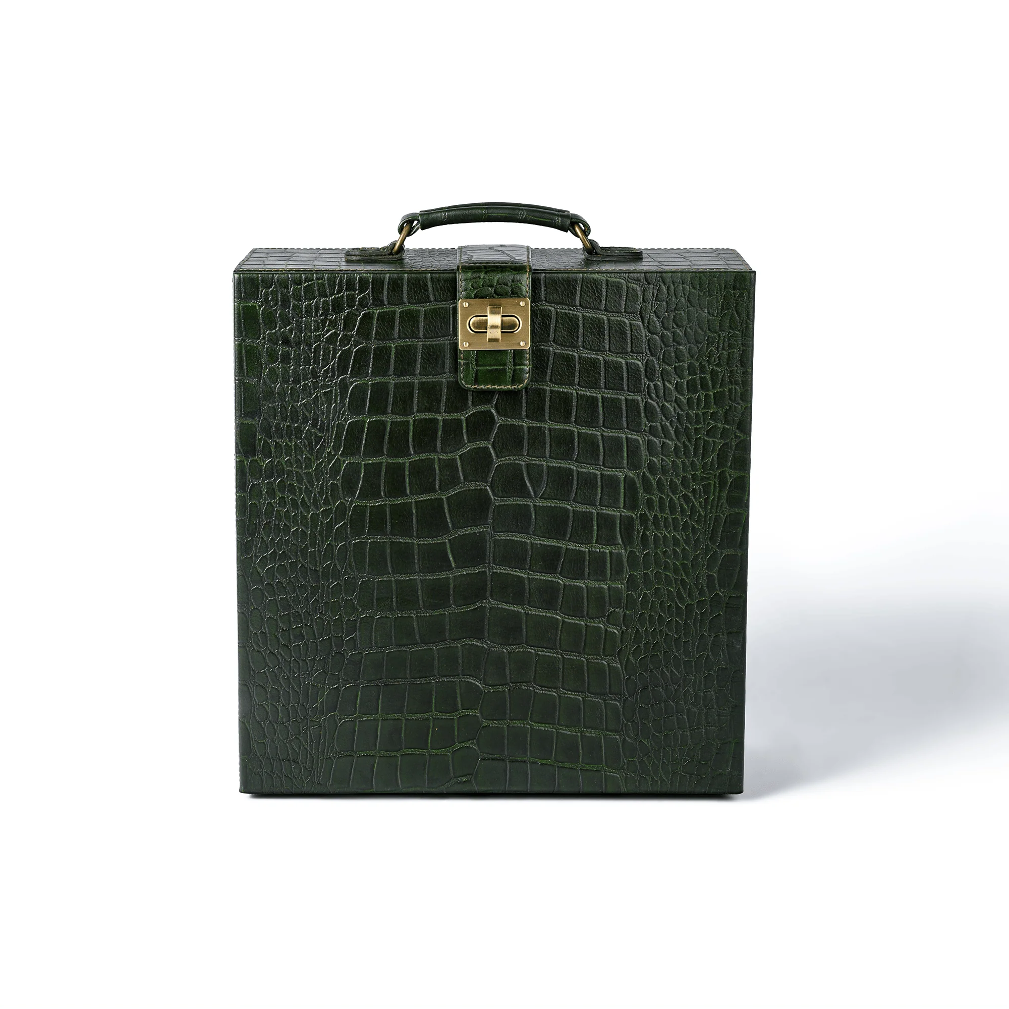 Portable Briefcase Bar Croco Leather Green - Image 2