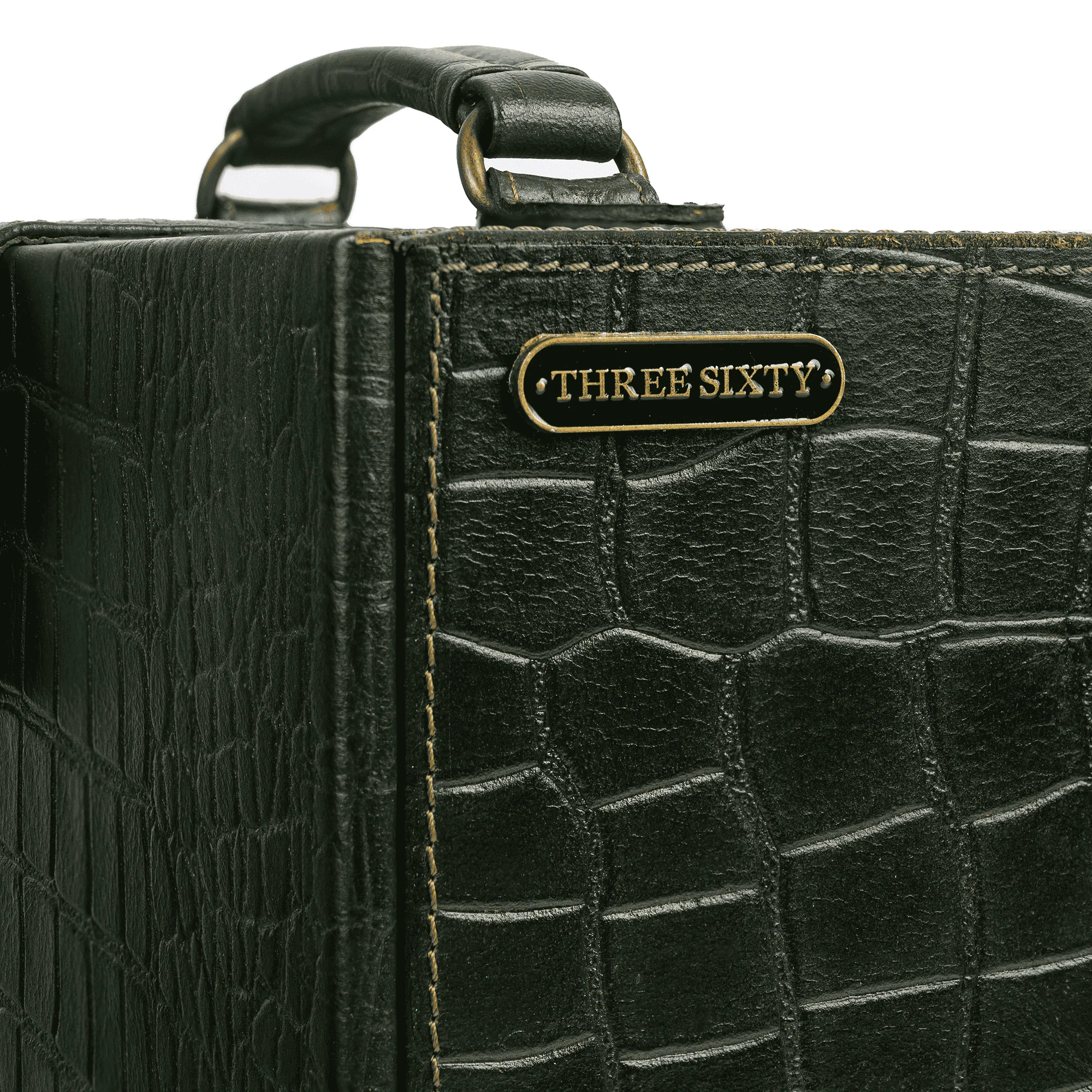 Portable Briefcase Bar Croco Leather Green - Image 4