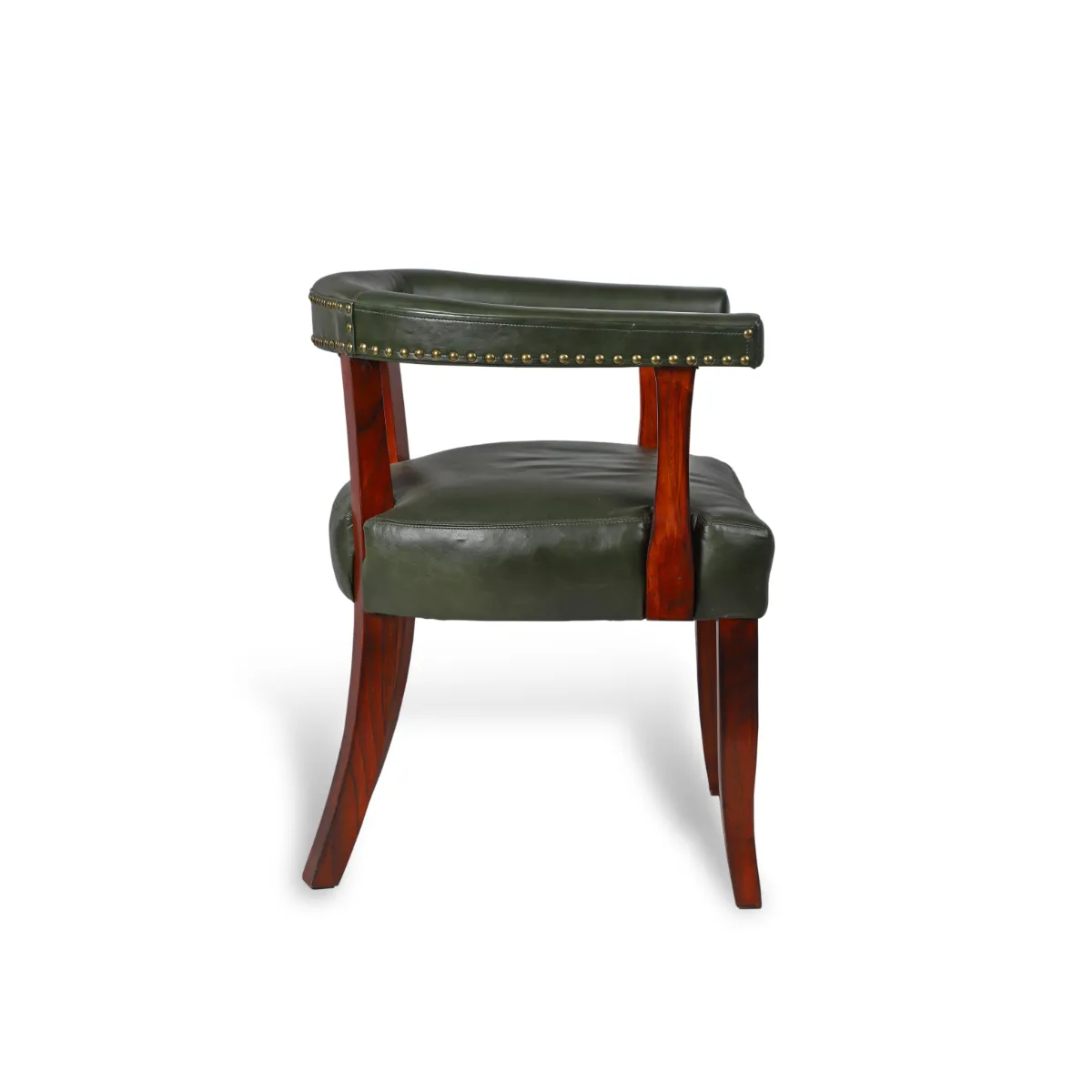 Premium Genuine Leather Low Seating Chair In Olive Green Color - Image 3