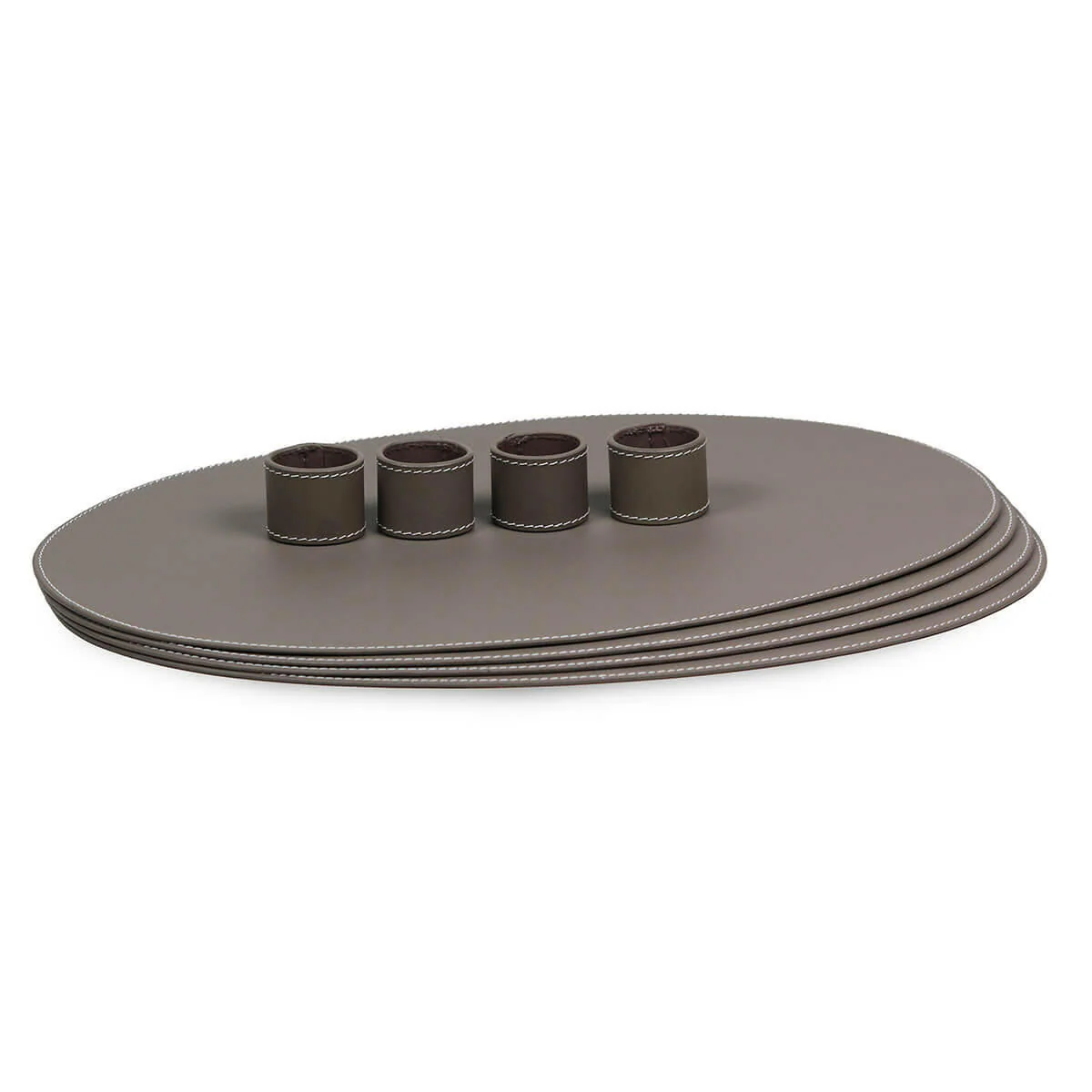 Modella Napkin Holder & Placemats Set Of 4 Taupe