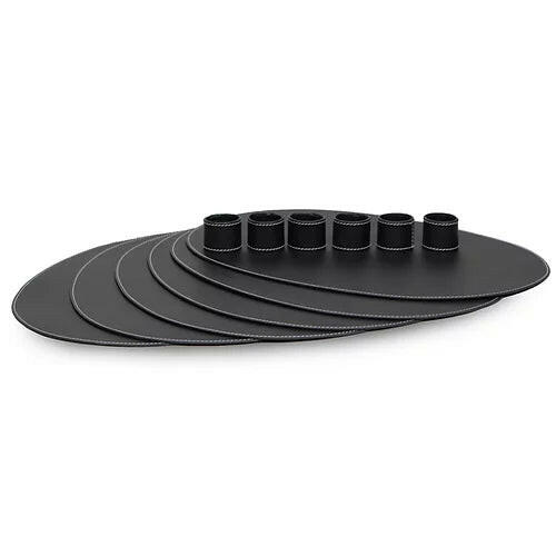 Modella Napkin Holder & Placemats Set Of 6 Black - Image 5
