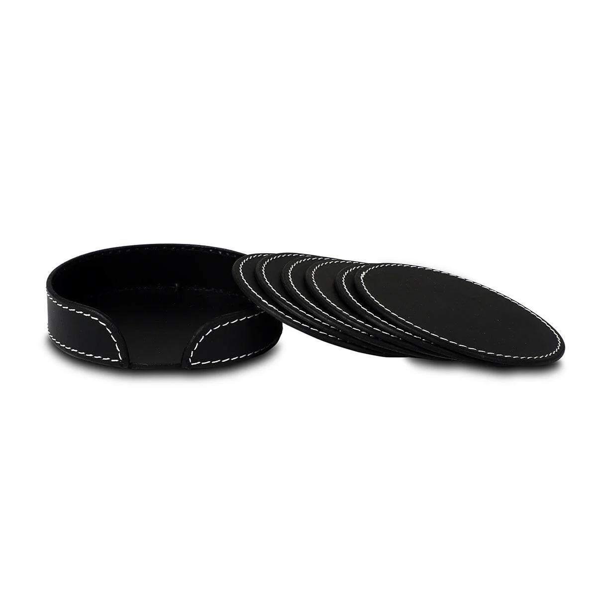Modella Round Coasters Set Of 6 Black - Image 2