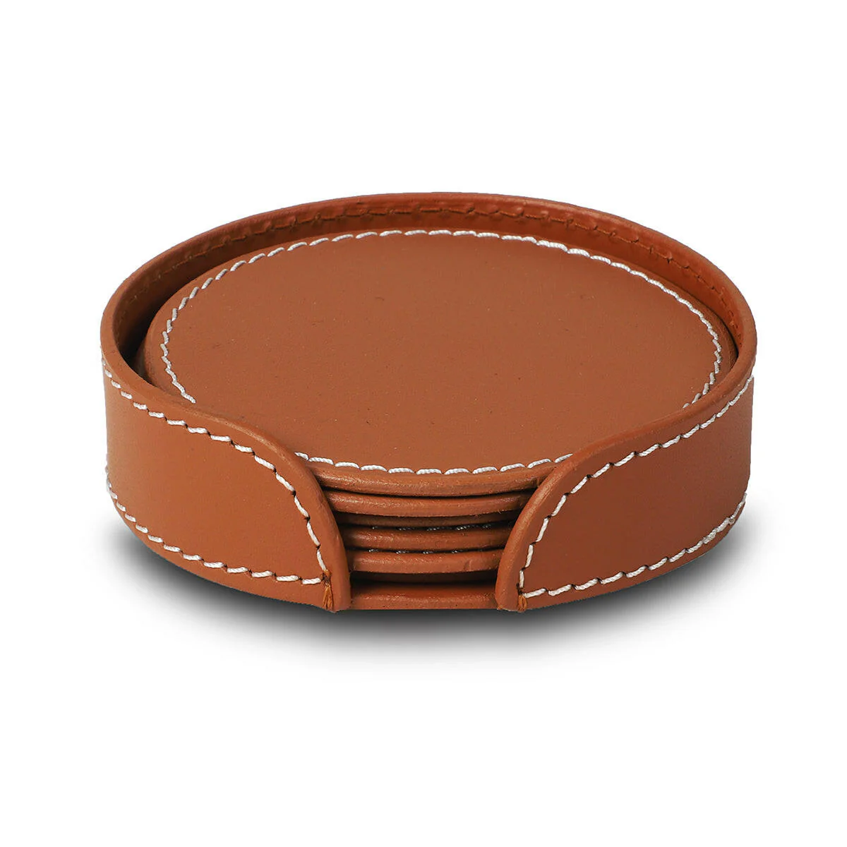 Modella Round Coasters Set Of 6 Cognac - Image 2
