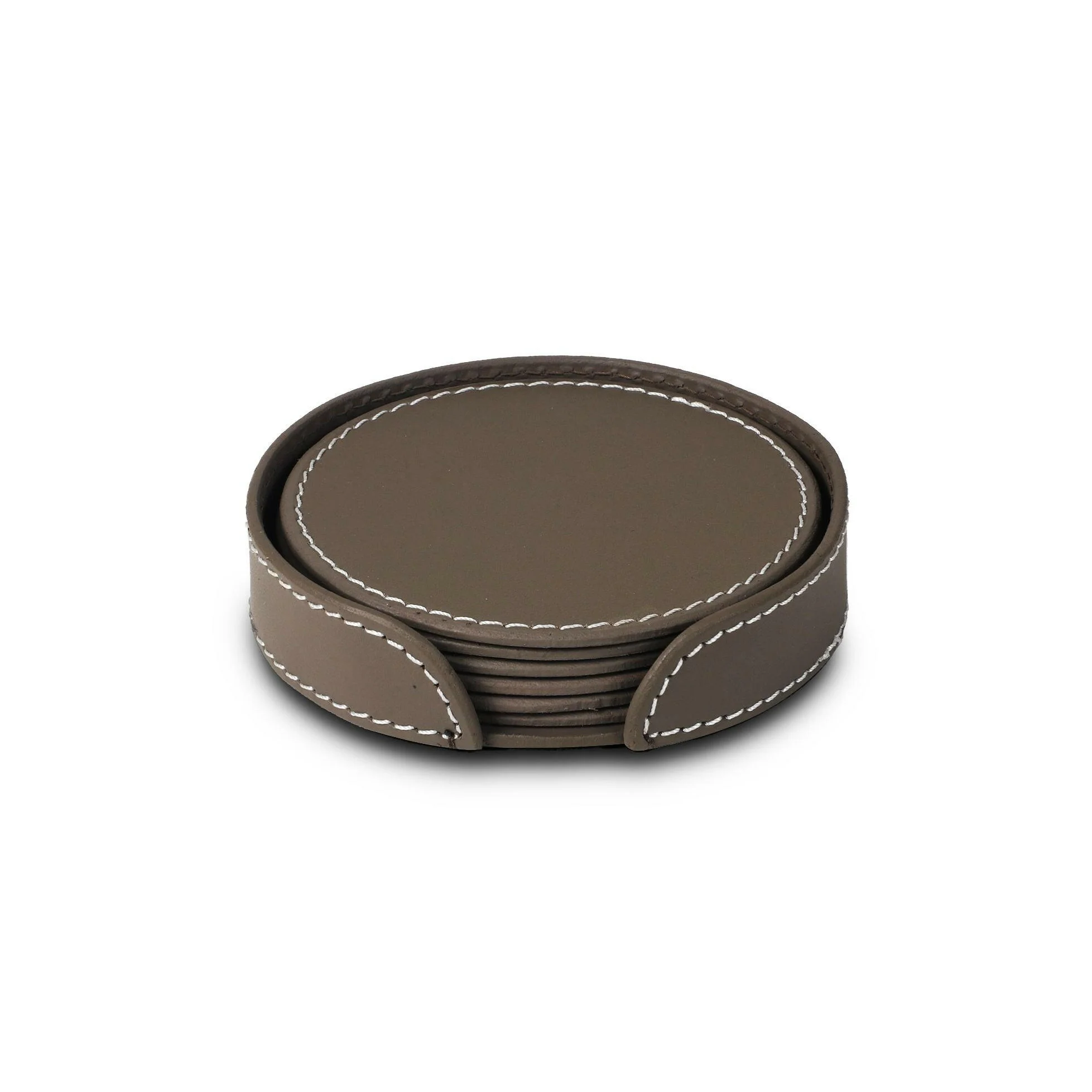 Modella Round Coasters Set Of 6 Taupe - Image 3