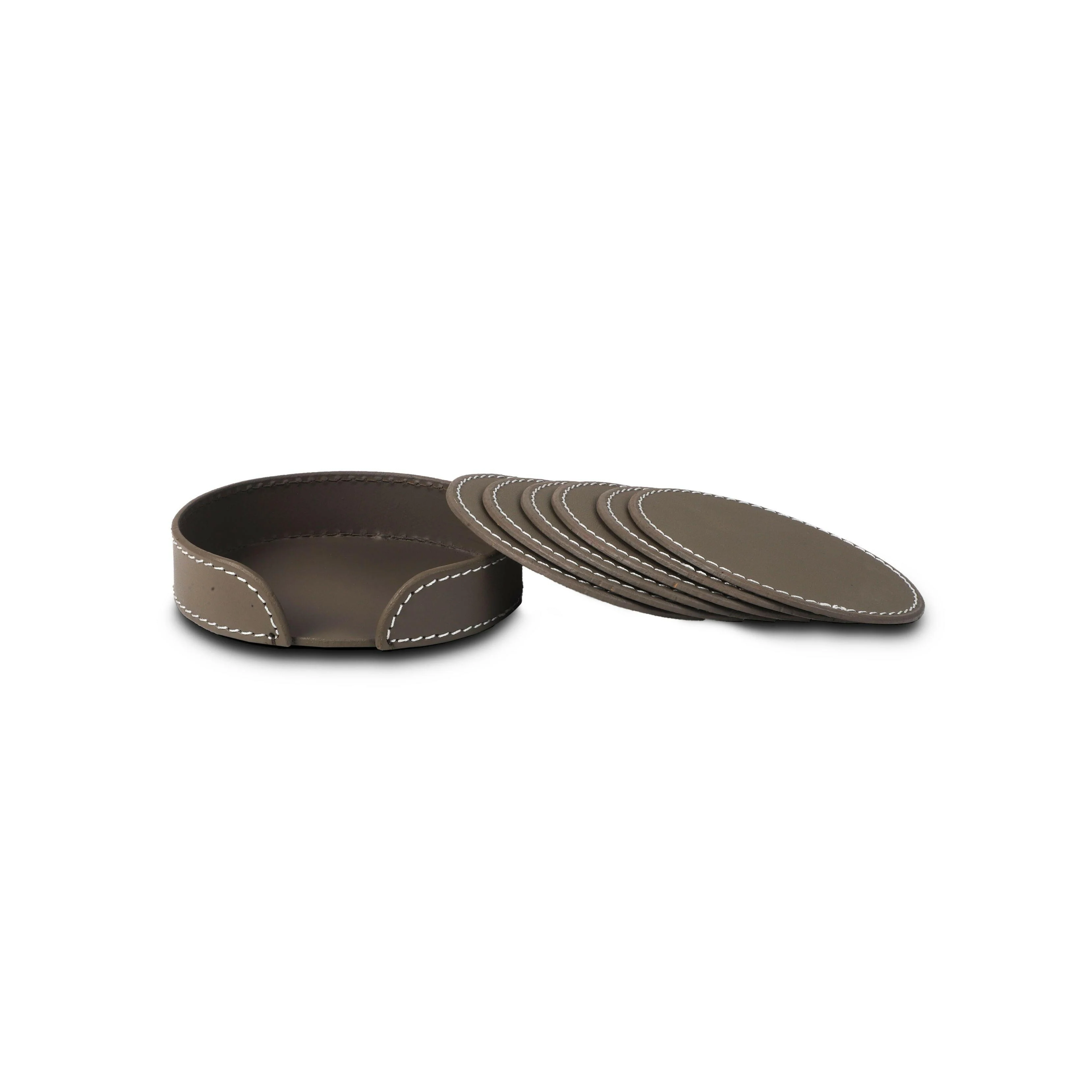 Modella Round Coasters Set Of 6 Taupe - Image 5