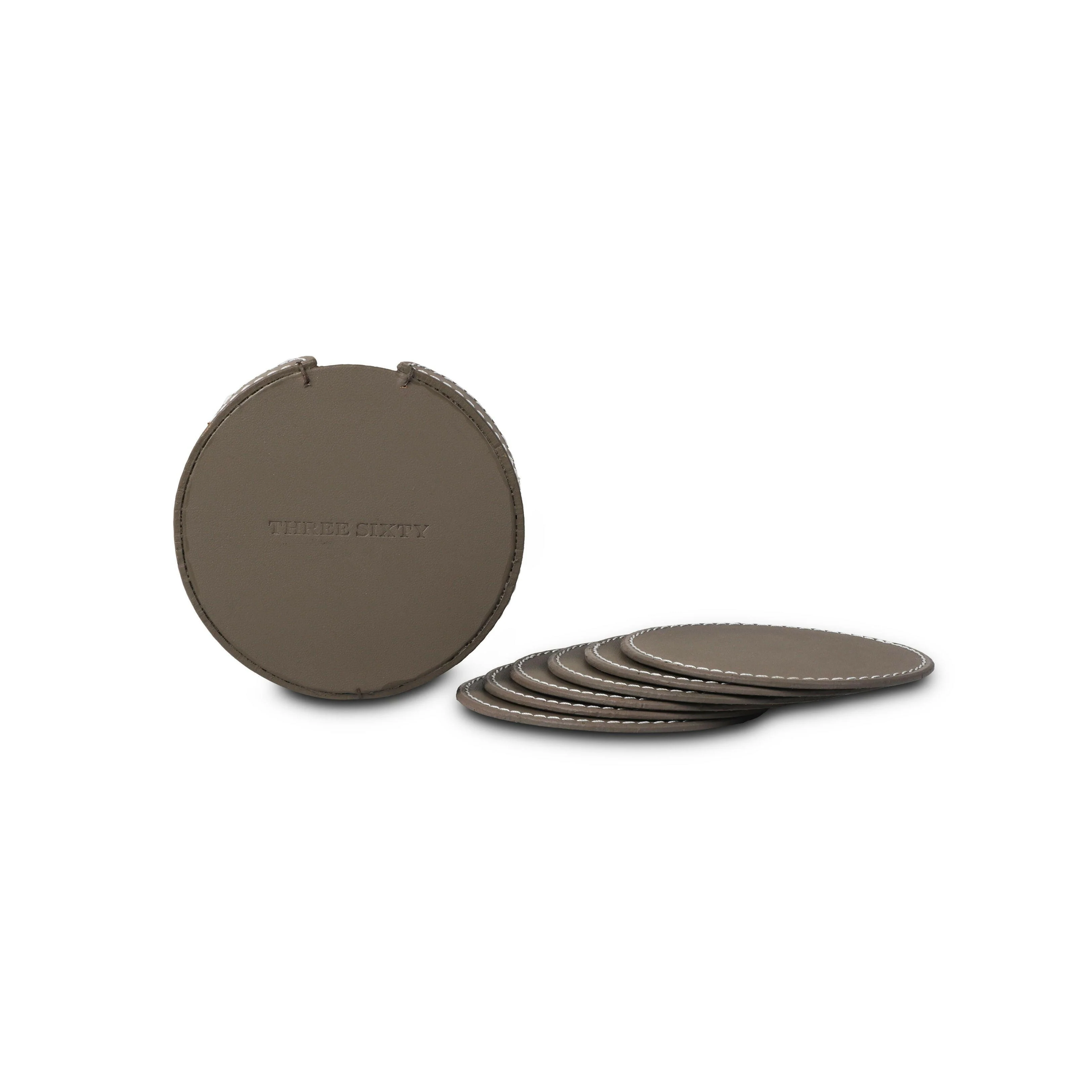 Modella Round Coasters Set Of 6 Taupe - Image 6