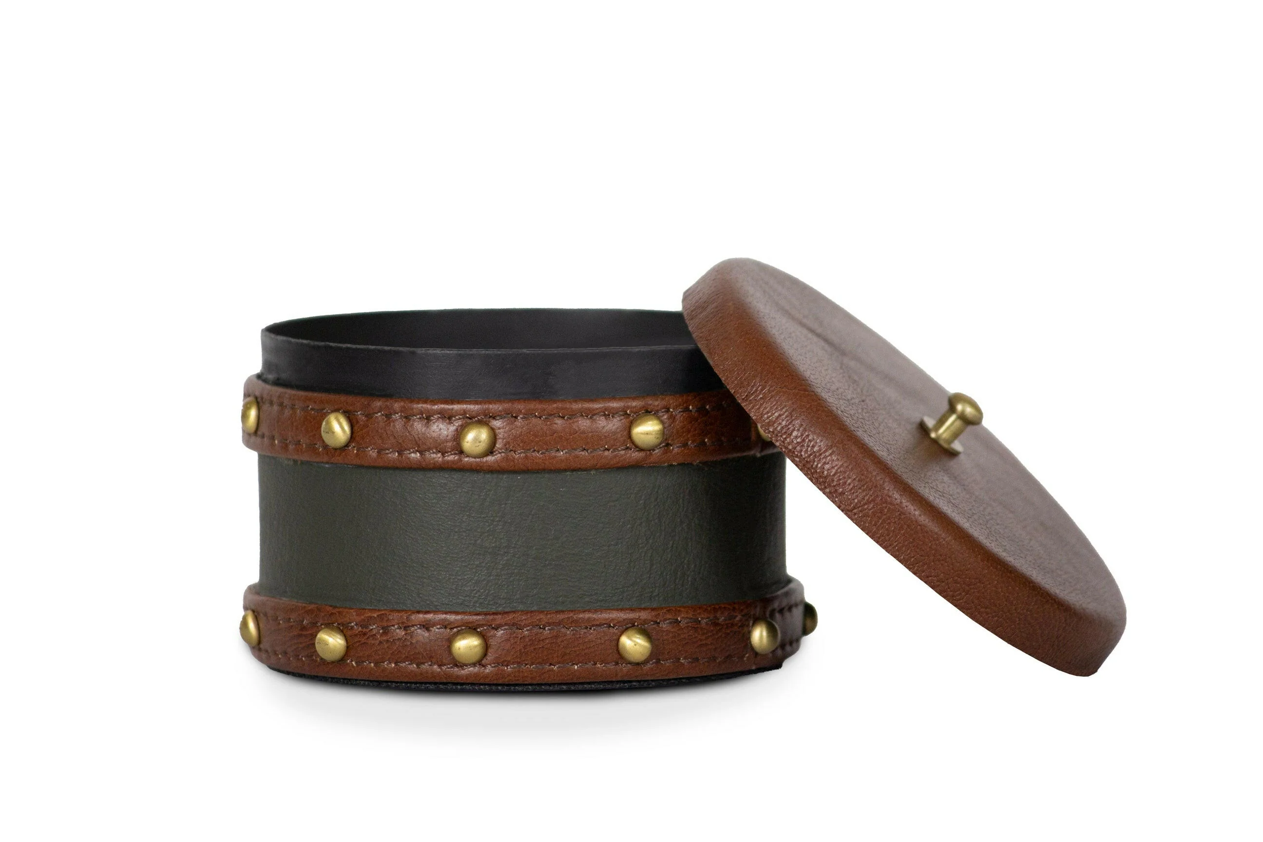 Scented Candle with Olive Leather Cladding - Image 2