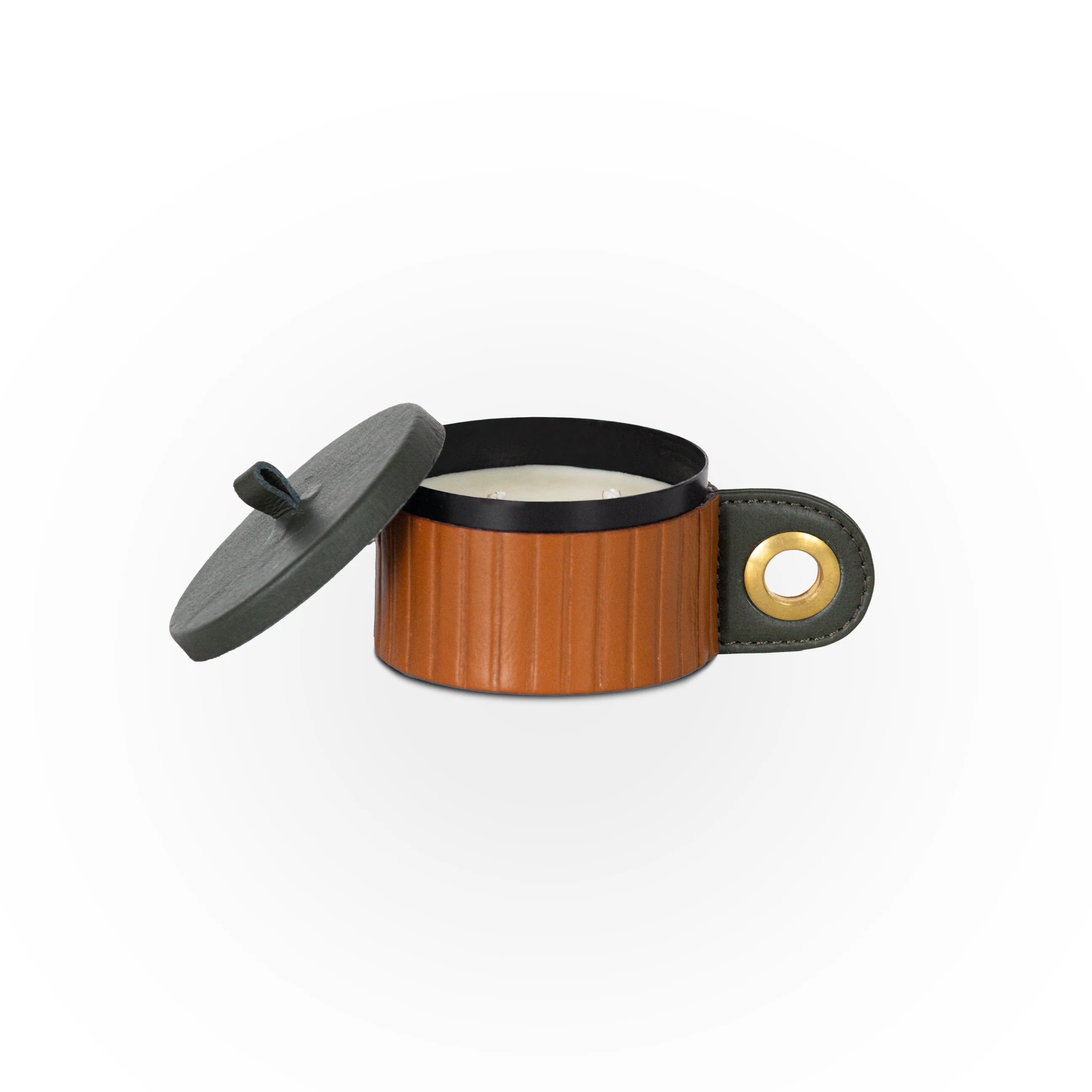Scented Candle with Tan Leather Cladding - Image 6