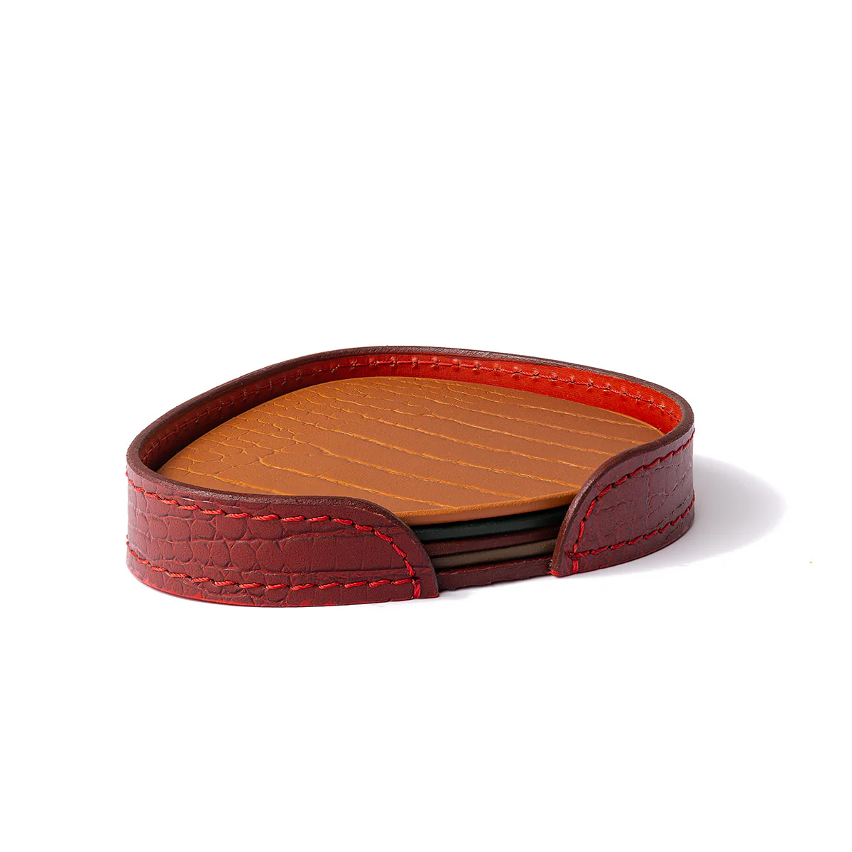 Sterling Coasters Set Abstract Shape Multicolor Maroon - Image 3