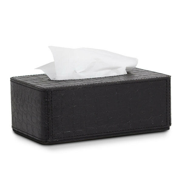 Eden Tissue Box In Genuine Croco Leather Black - Image 2