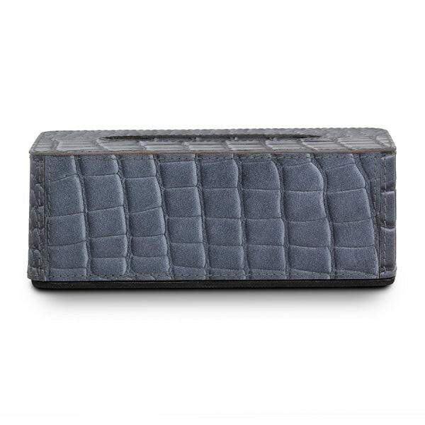 Eden Tissue Box In Genuine Croco Leather Grey - Image 3