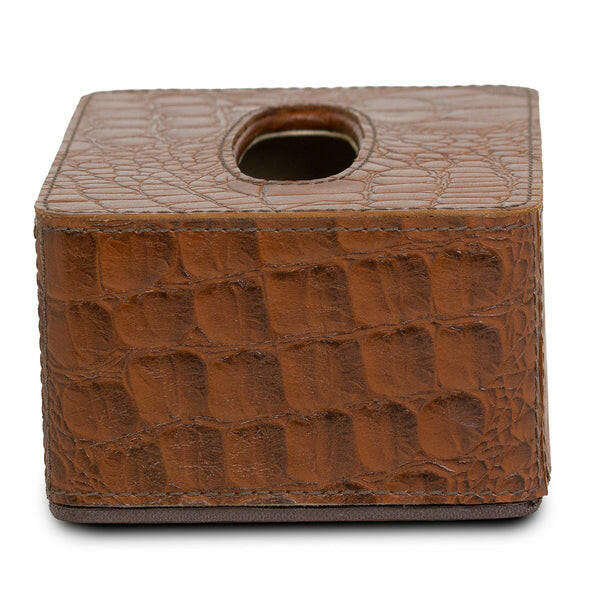 Eden Tissue Box In Genuine Croco Leather Tan - Image 4