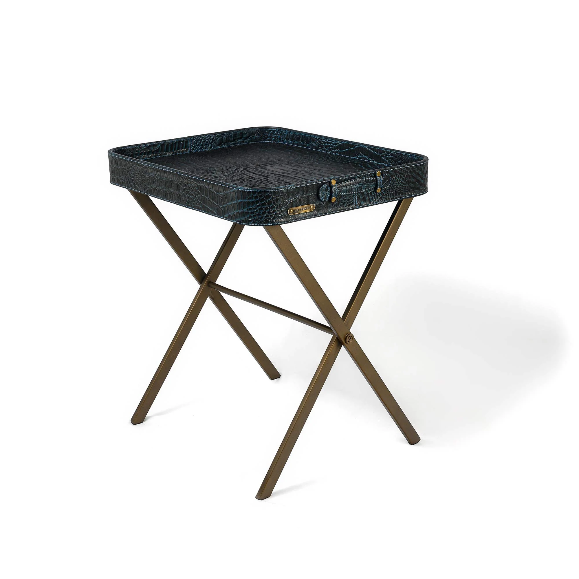 Tray On Stand Croco Blue - Image 4