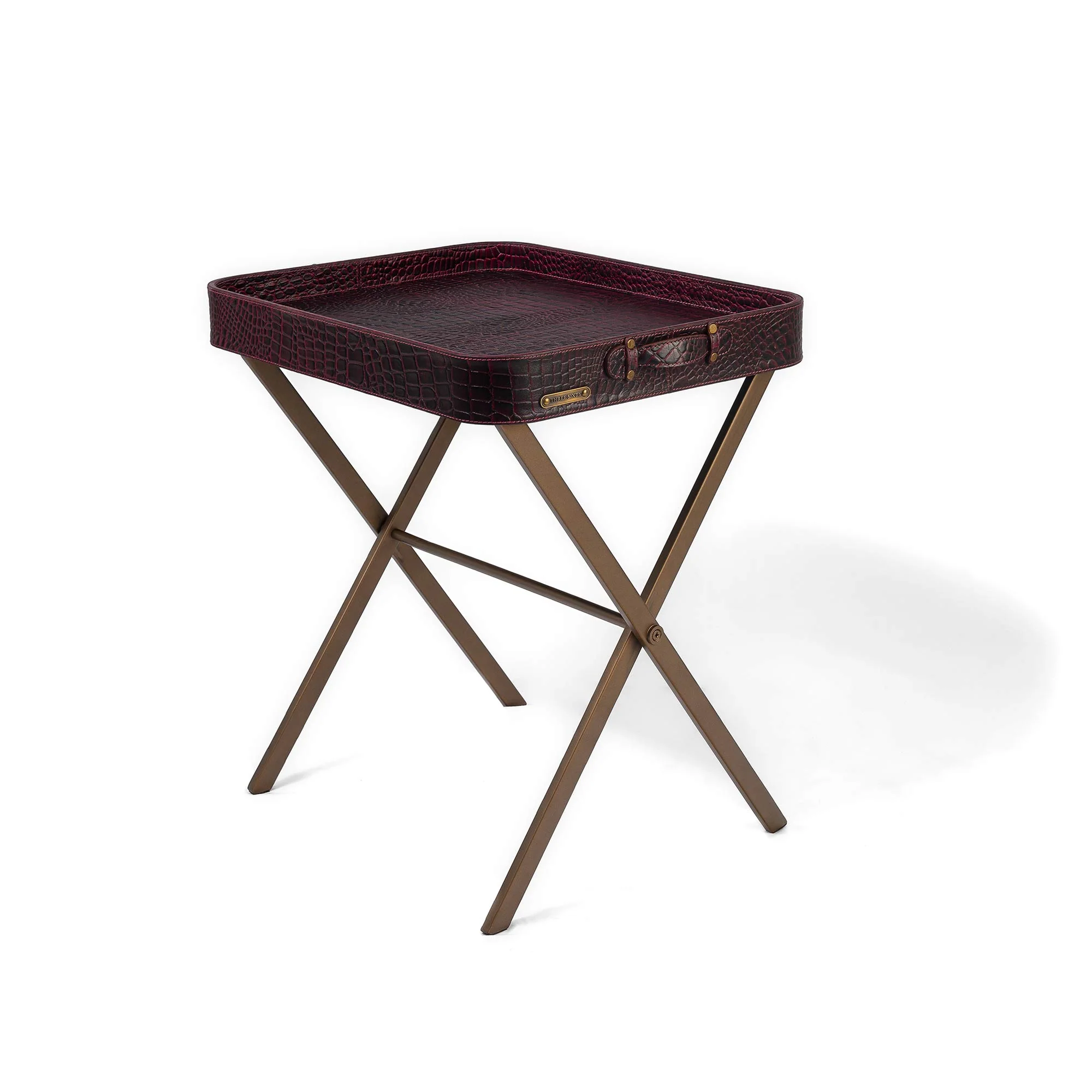 Tray On Stand Croco Burgundy - Image 4