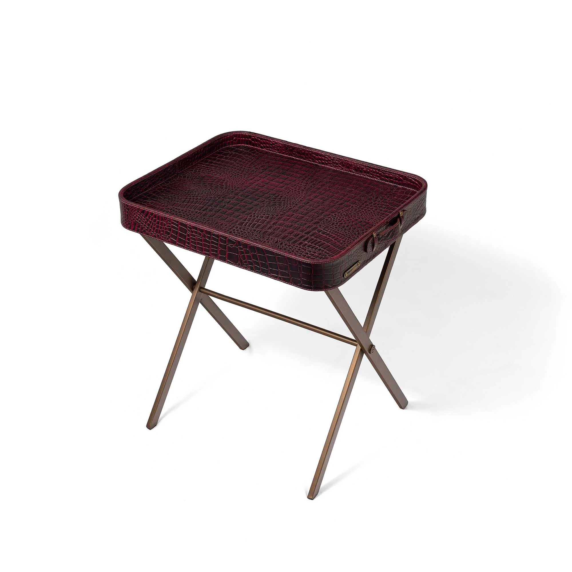 Tray On Stand Croco Burgundy - Image 5