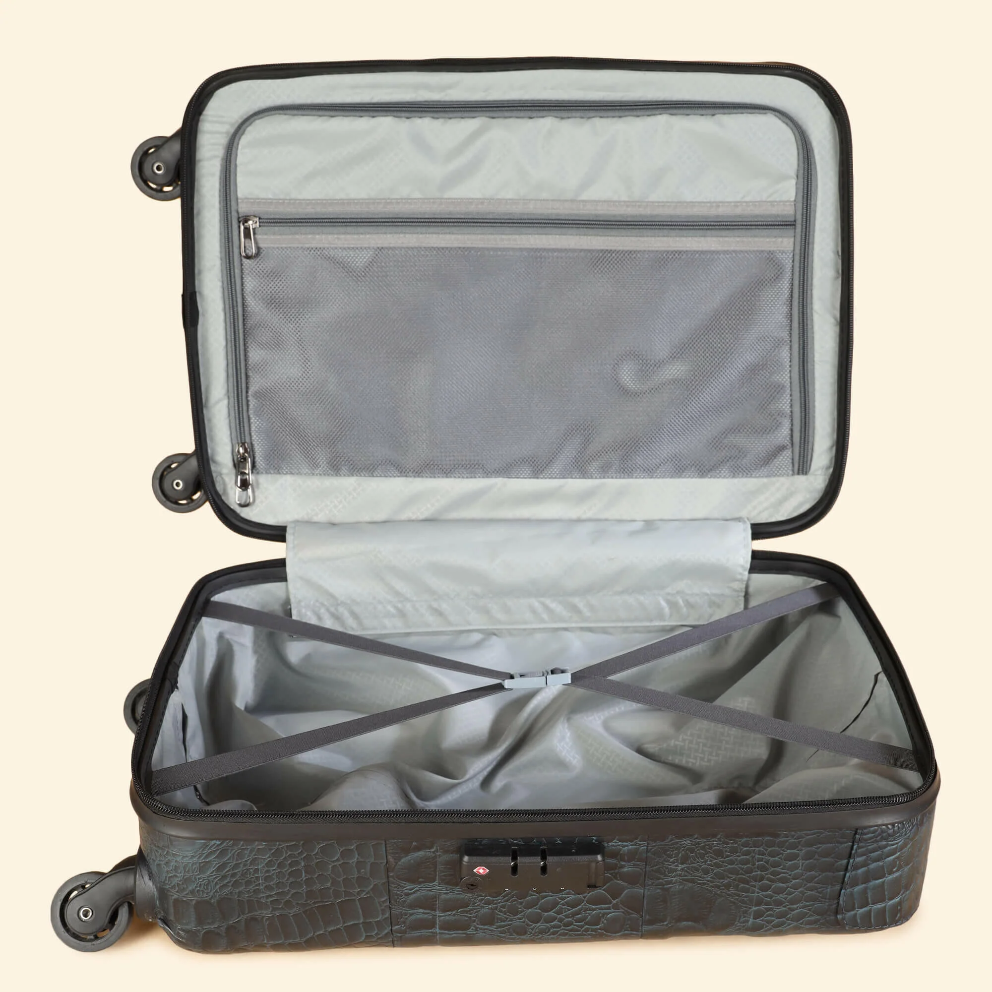 Trolley Bag Premium Quality Genuine Croco Leather Blue - Image 5