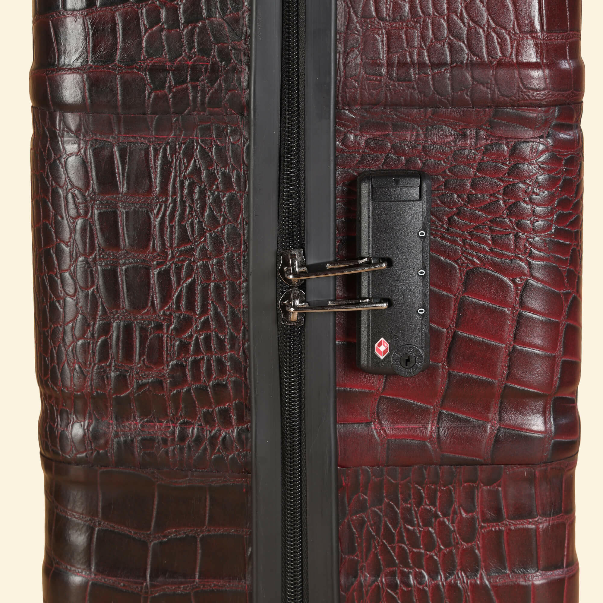 Trolley Bag Premium Quality Genuine Croco Leather Burgundy - Image 11